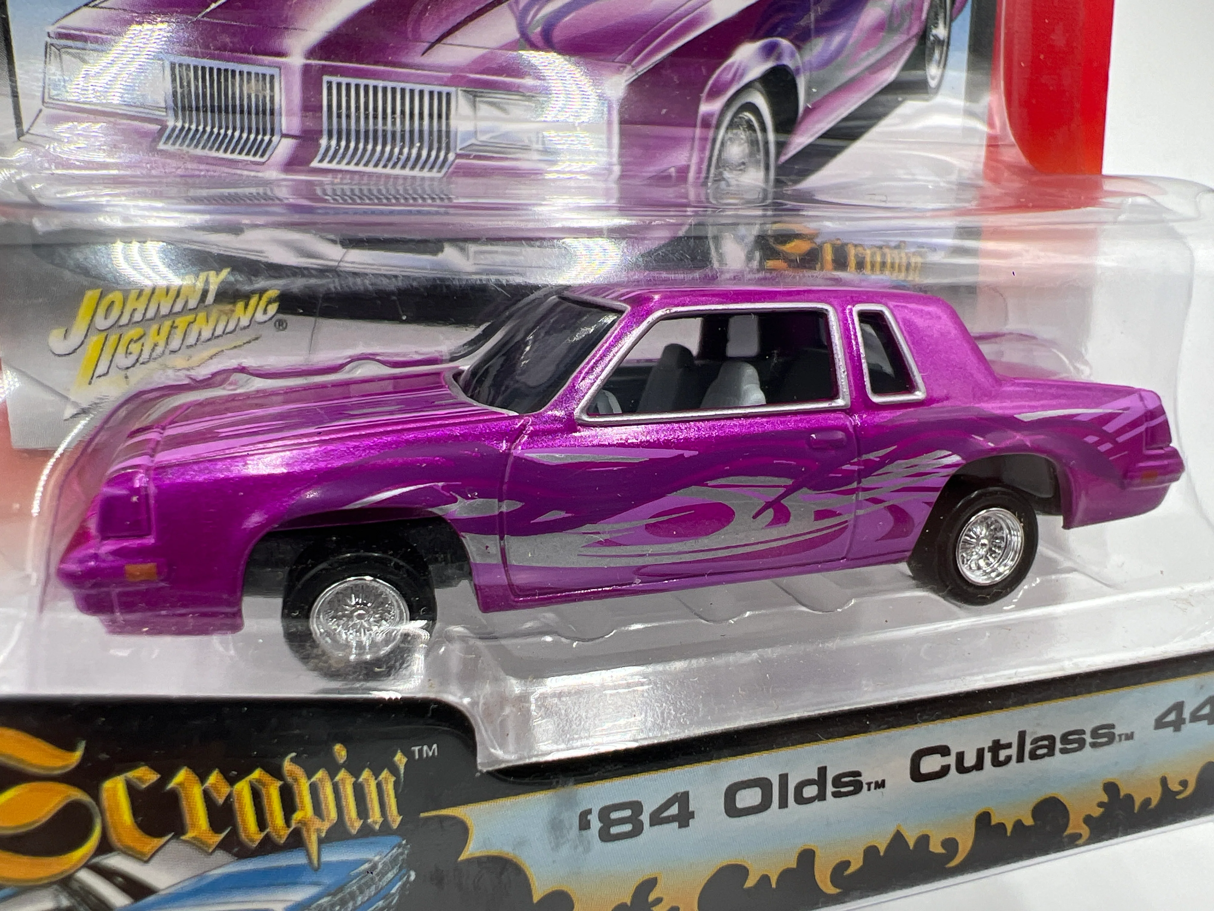 Johnny Lightning Street Freaks Scrapin #10 84 Olds Cutlass 442 Purple - Image 3