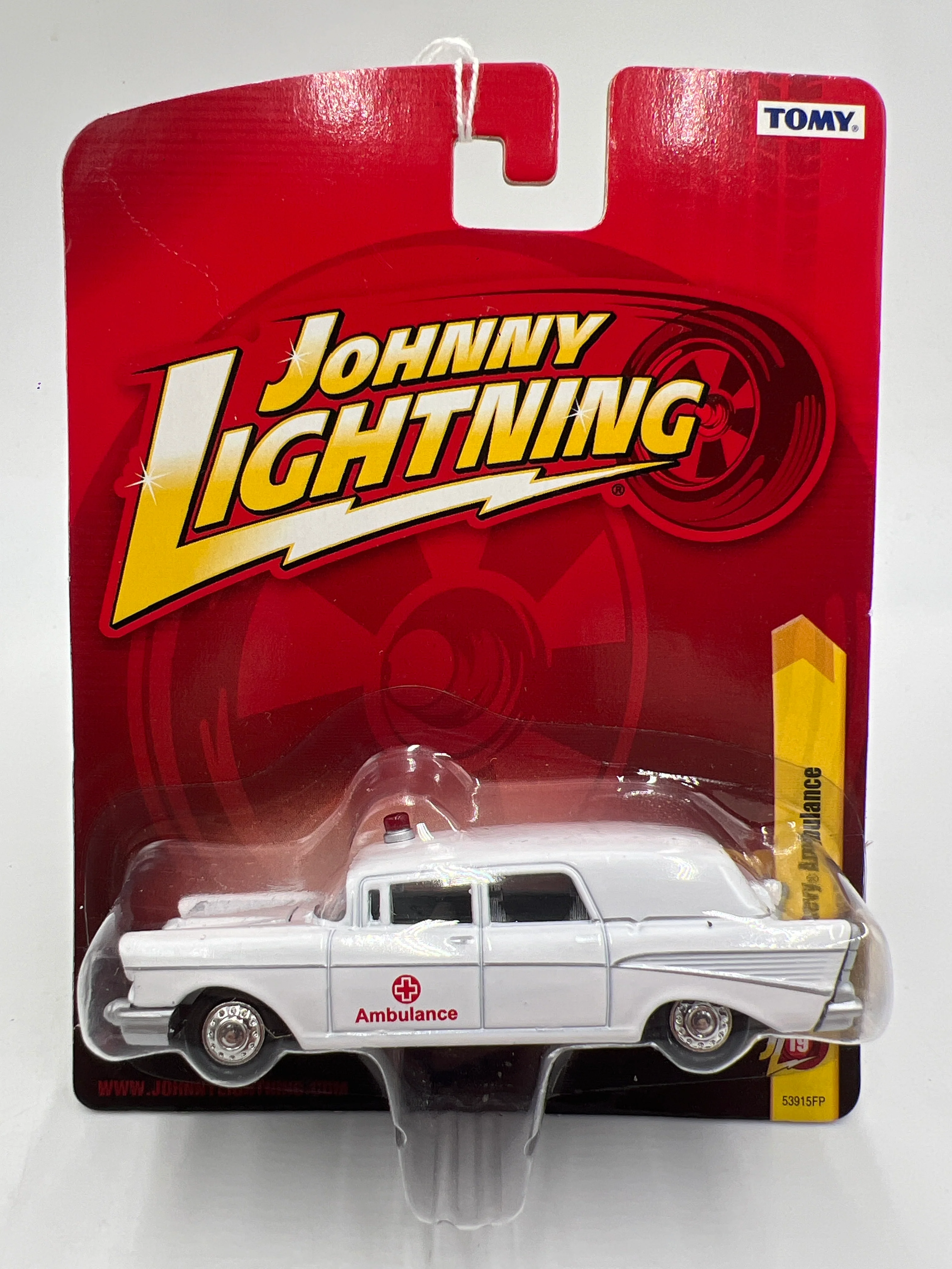 Johnny Lightning Small Card 1957 Chevy Ambulance White 216M
