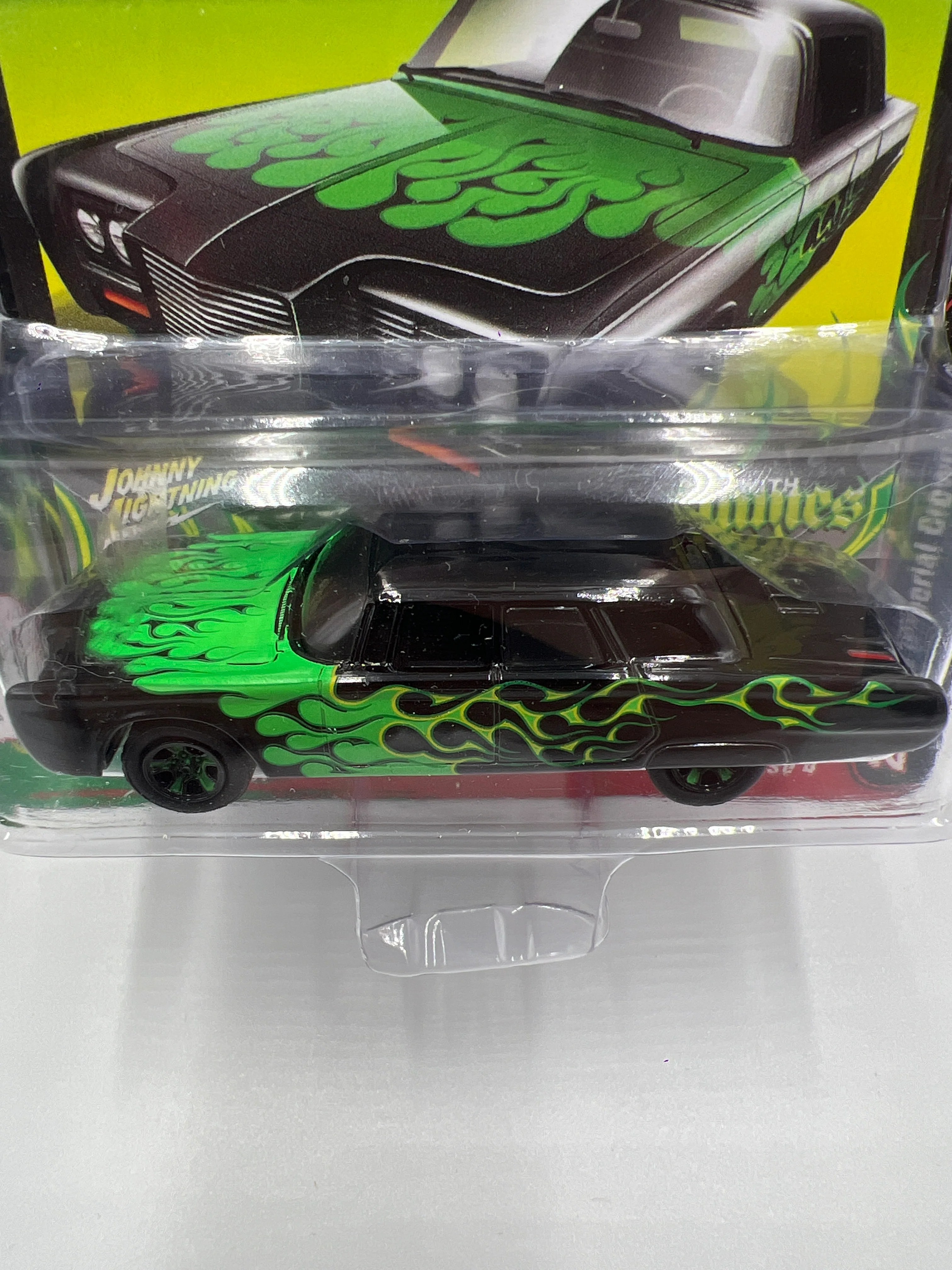 Johnny Lightning Street Freaks Black With Flames Release 4 Version B 1966 Imperial Crown Custom Black/Green 218E - Image 3