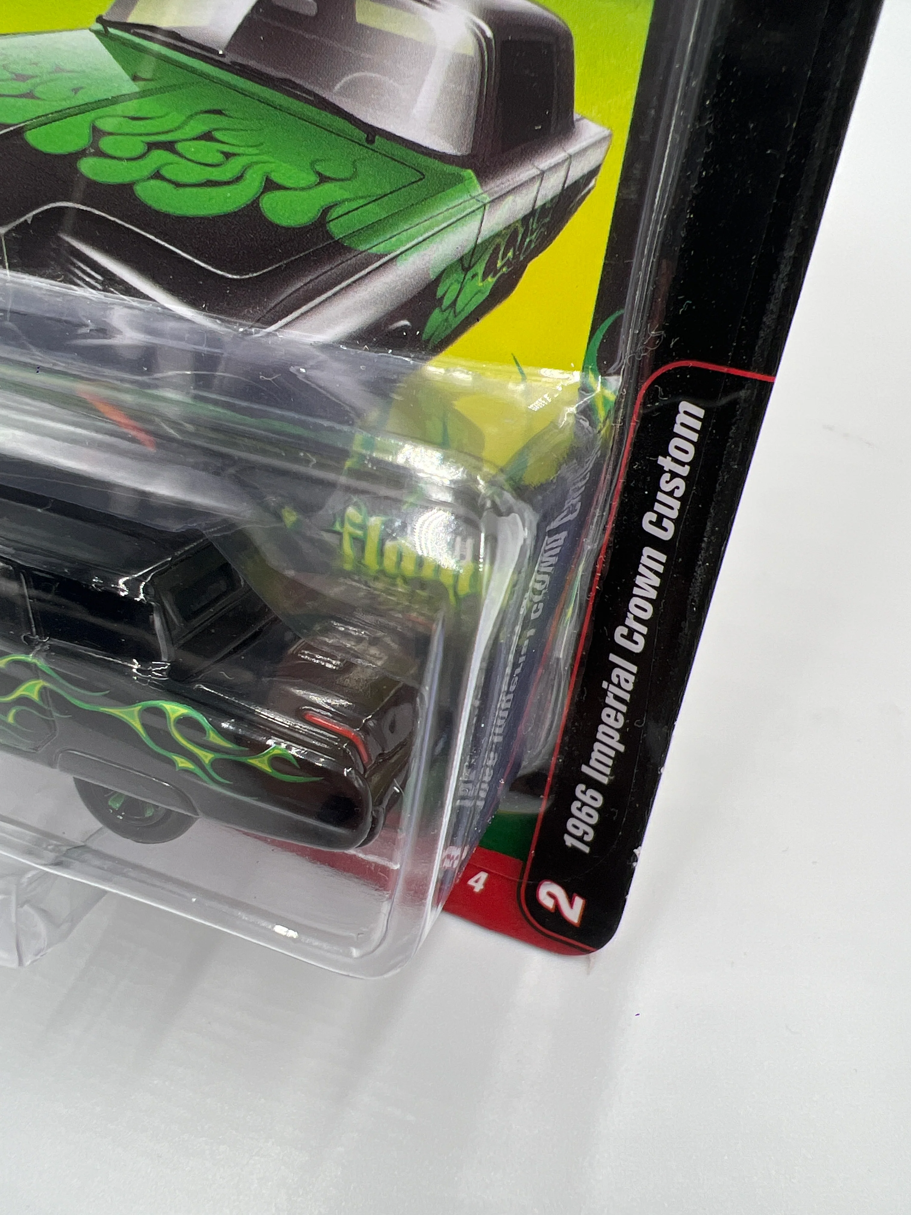 Johnny Lightning Street Freaks Black With Flames Release 4 Version B 1966 Imperial Crown Custom Black/Green 218E - Image 4