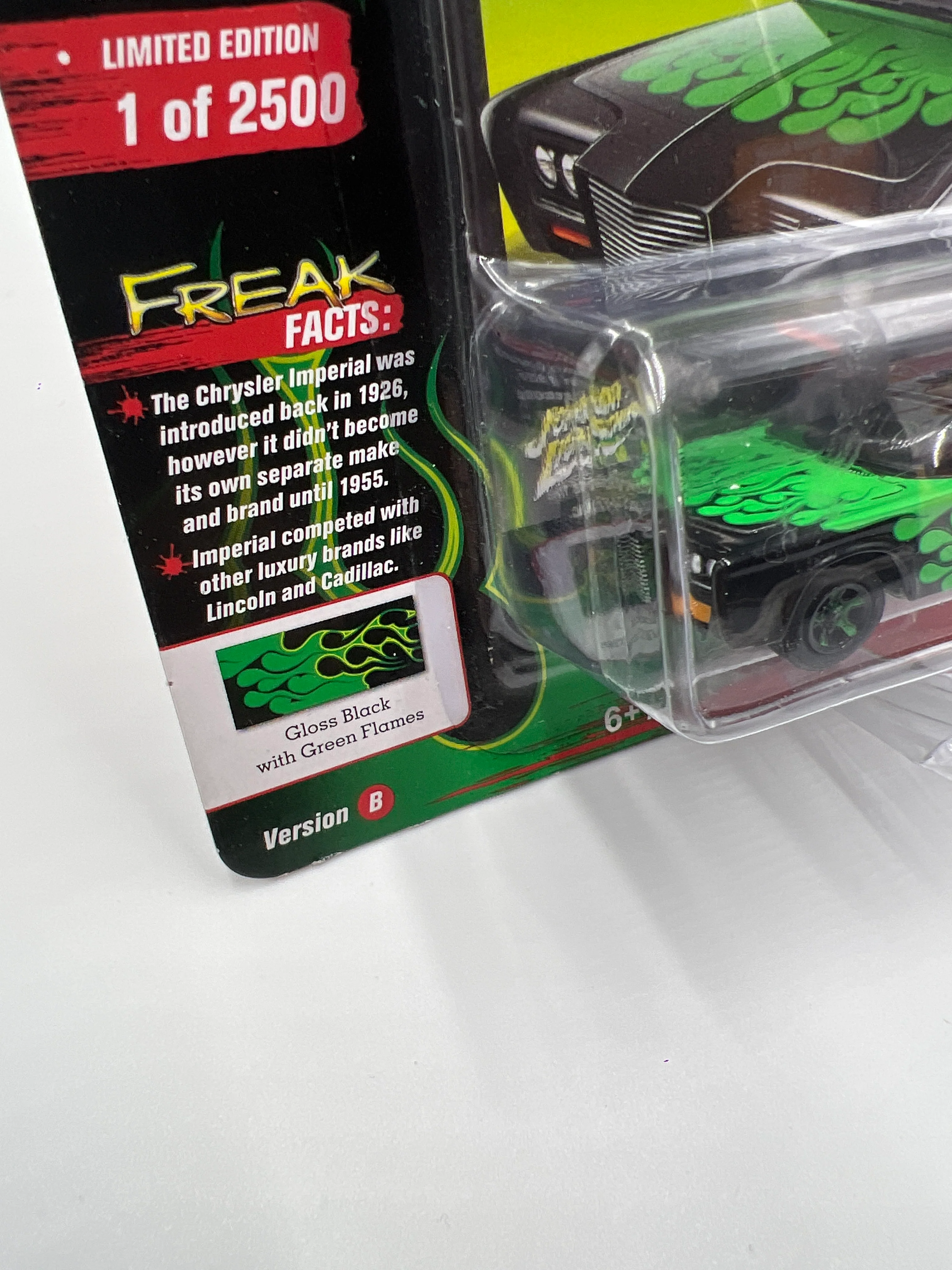 Johnny Lightning Street Freaks Black With Flames Release 4 Version B 1966 Imperial Crown Custom Black/Green 218E - Image 5
