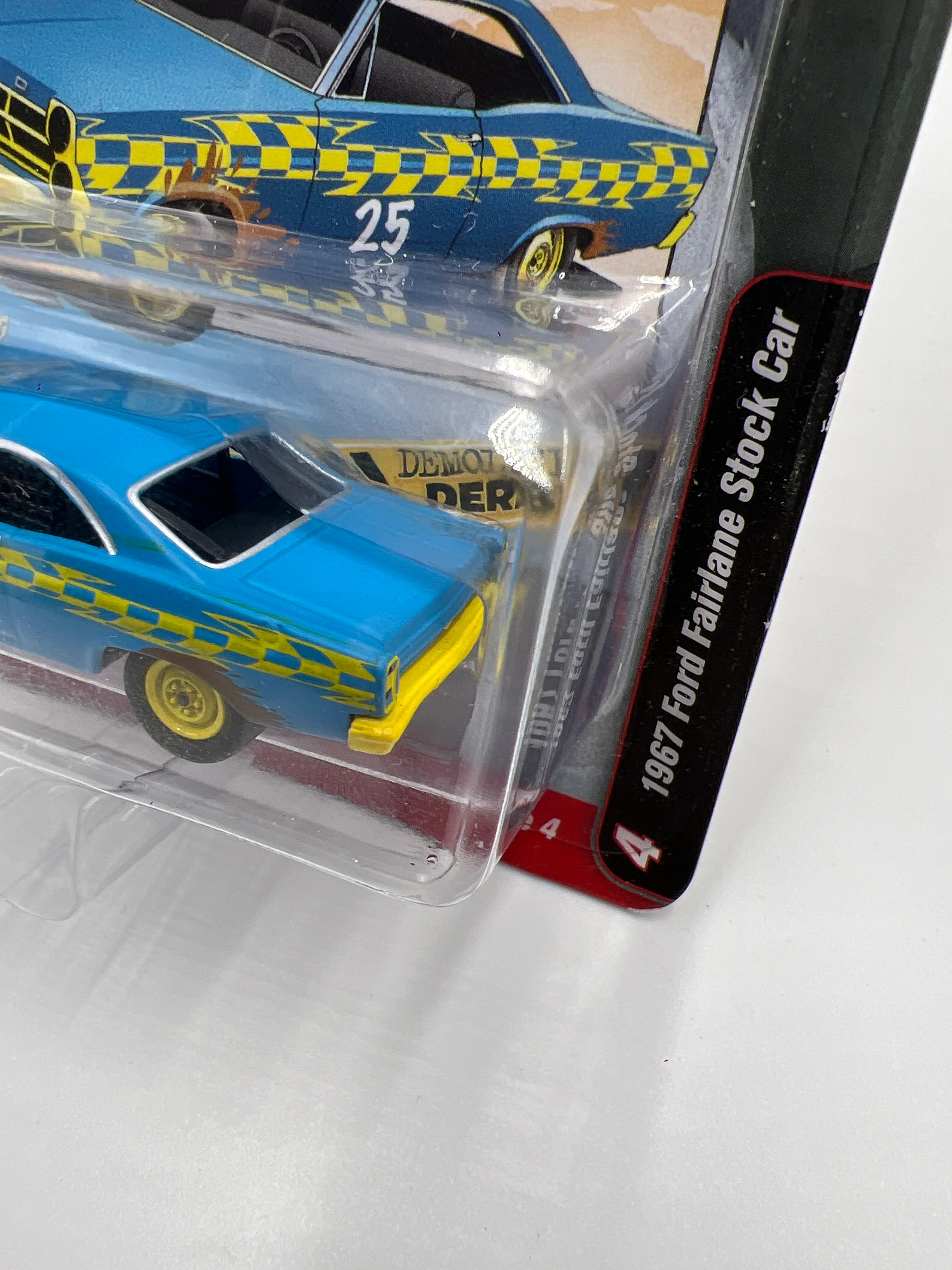 Johnny Lightning Street Freaks Demolition Derby Release 4 Version B 1967 Ford Fairlane Stock Car #25 Flat Rattlecan Bright Blue 232C - Image 4