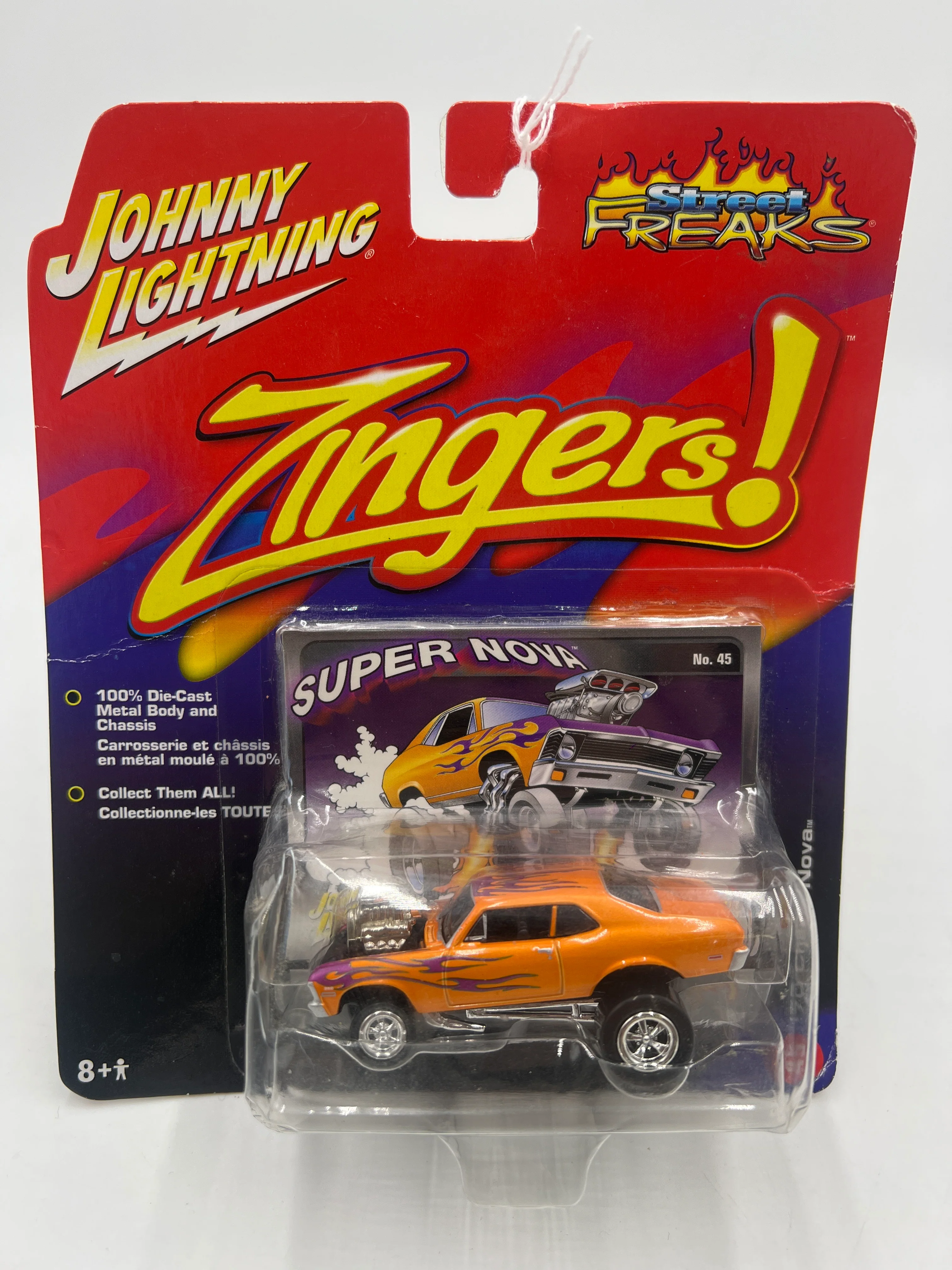 Johnny Lightning Street Freaks Zingers *Bad Card* 70 Chevy Nova #45 Orange 232E - Image 2