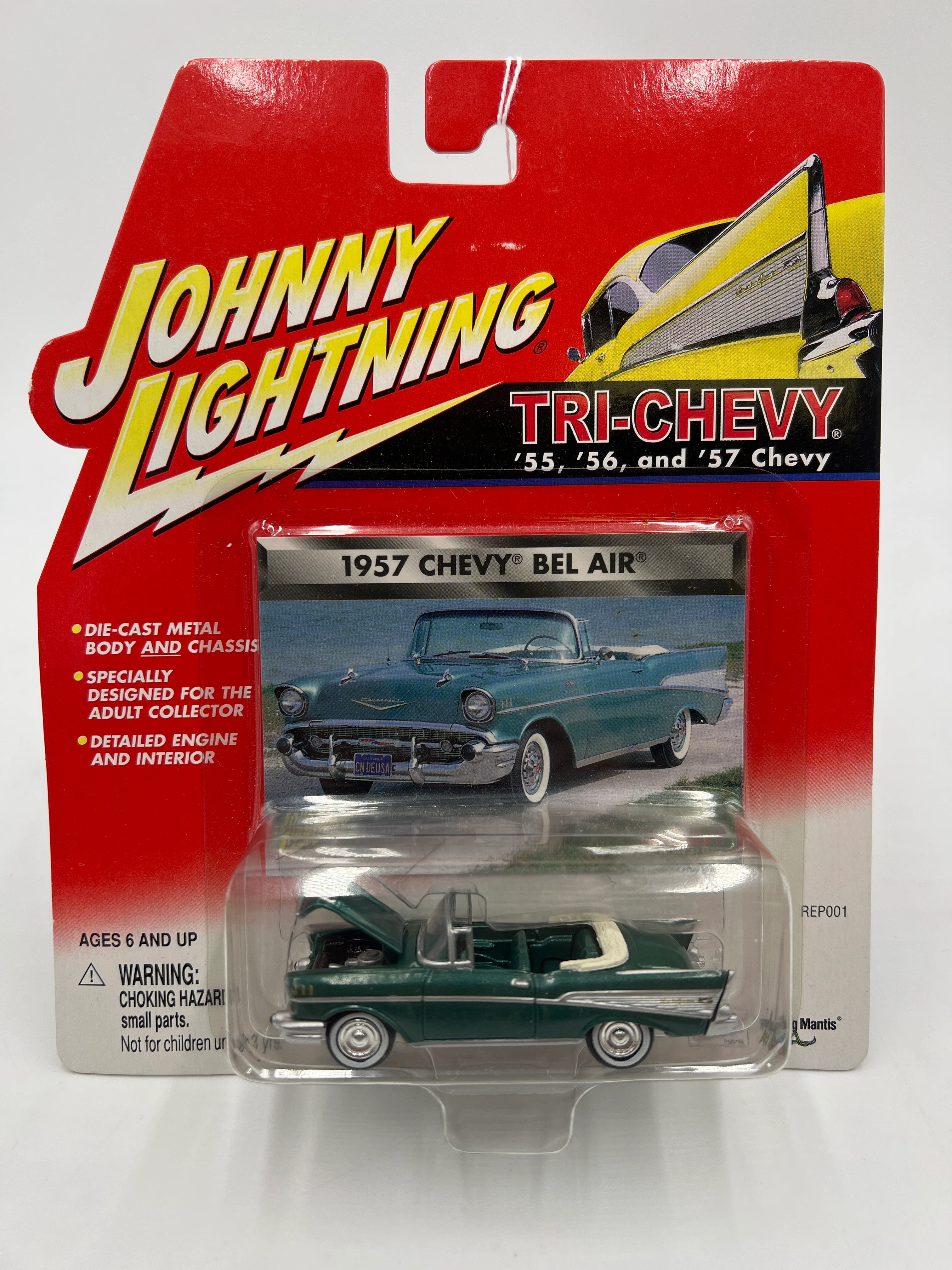 Johnny Lightning Tri-Chevy 1957 Chevy Bel Air Green 219F - Image 2