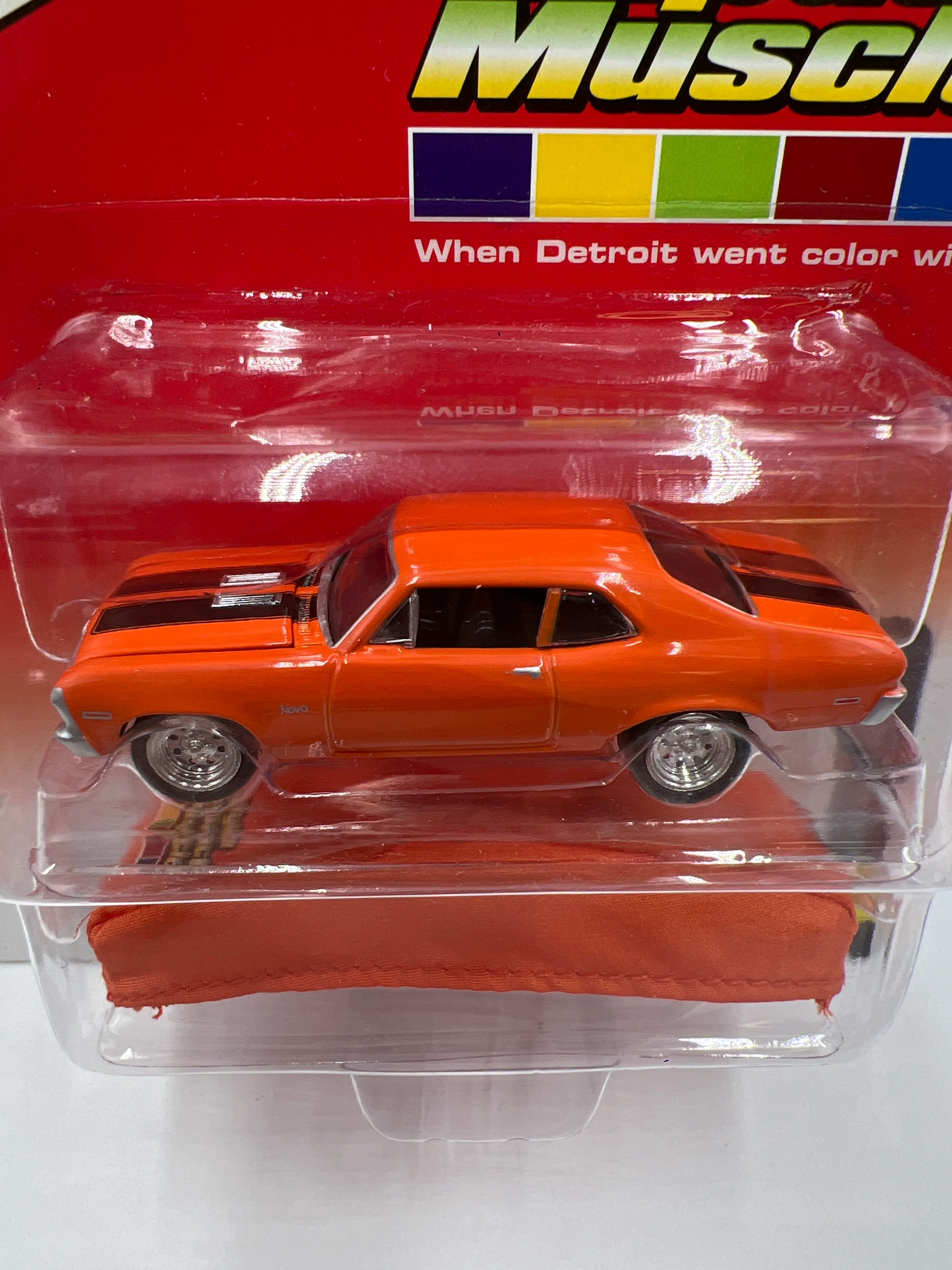 Johnny Lightning High Impact Muscle 1970 Chevy Nova SS Orange - Image 3