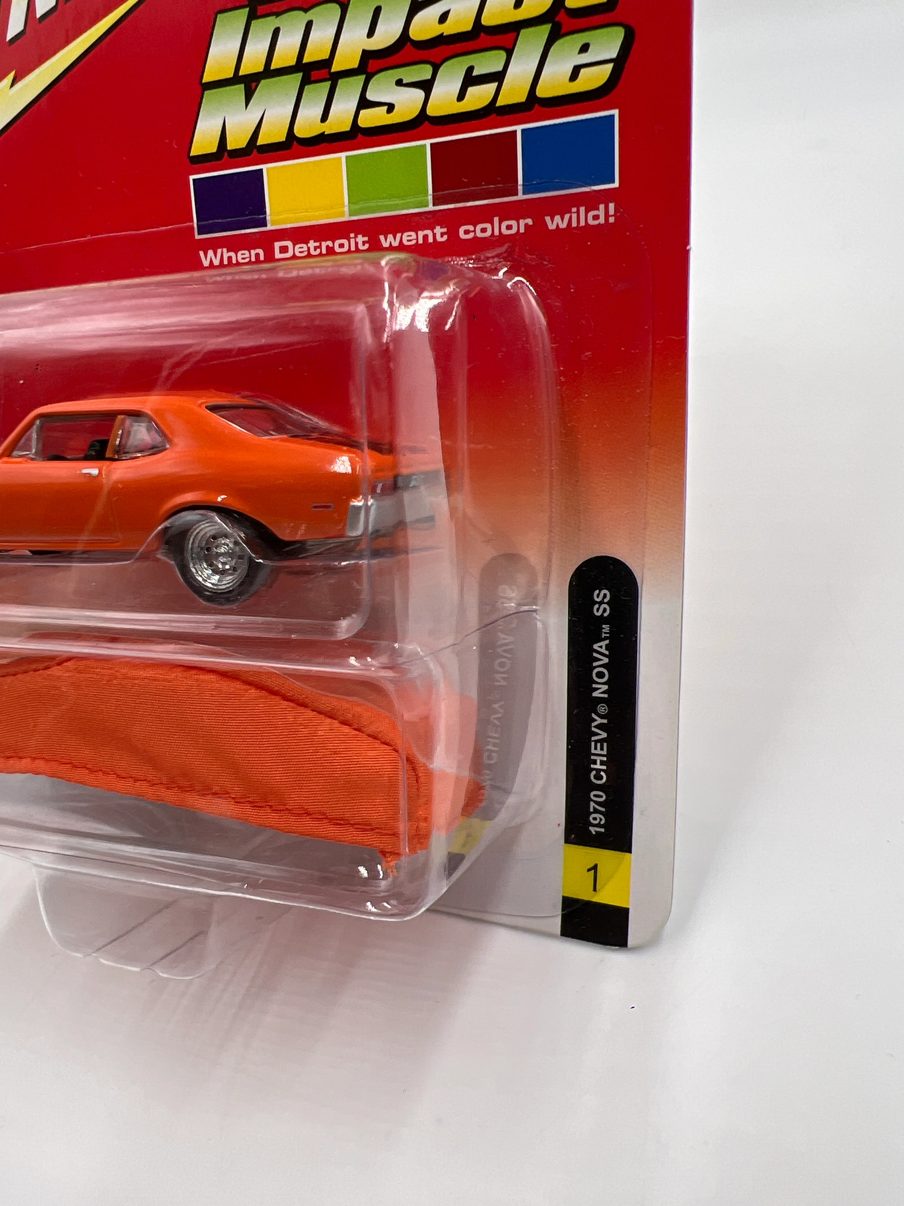 Johnny Lightning High Impact Muscle 1970 Chevy Nova SS Orange - Image 4