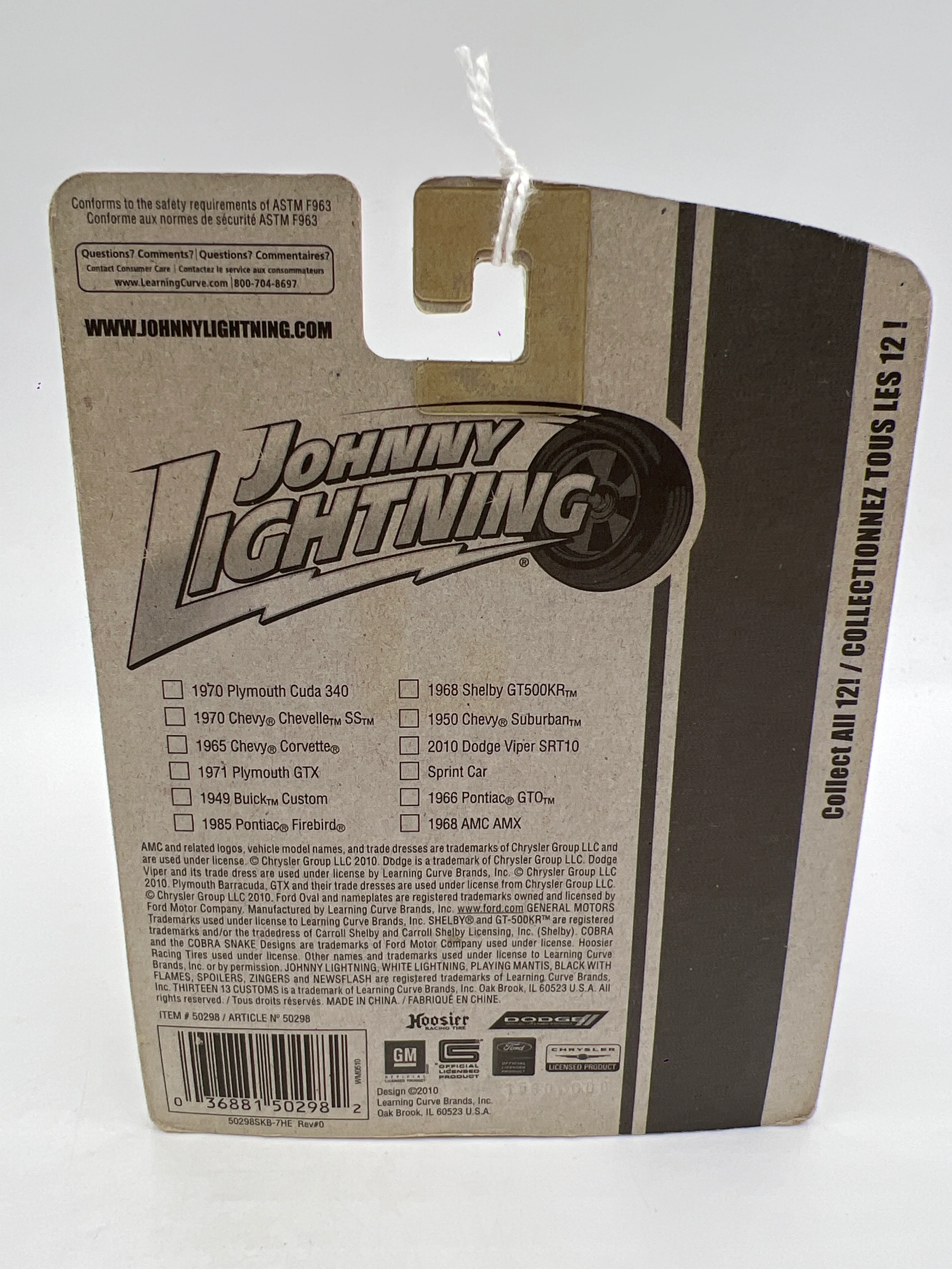 Johnny Lightning Small Card 1965 Chevy Corvette White 217G - Image 2