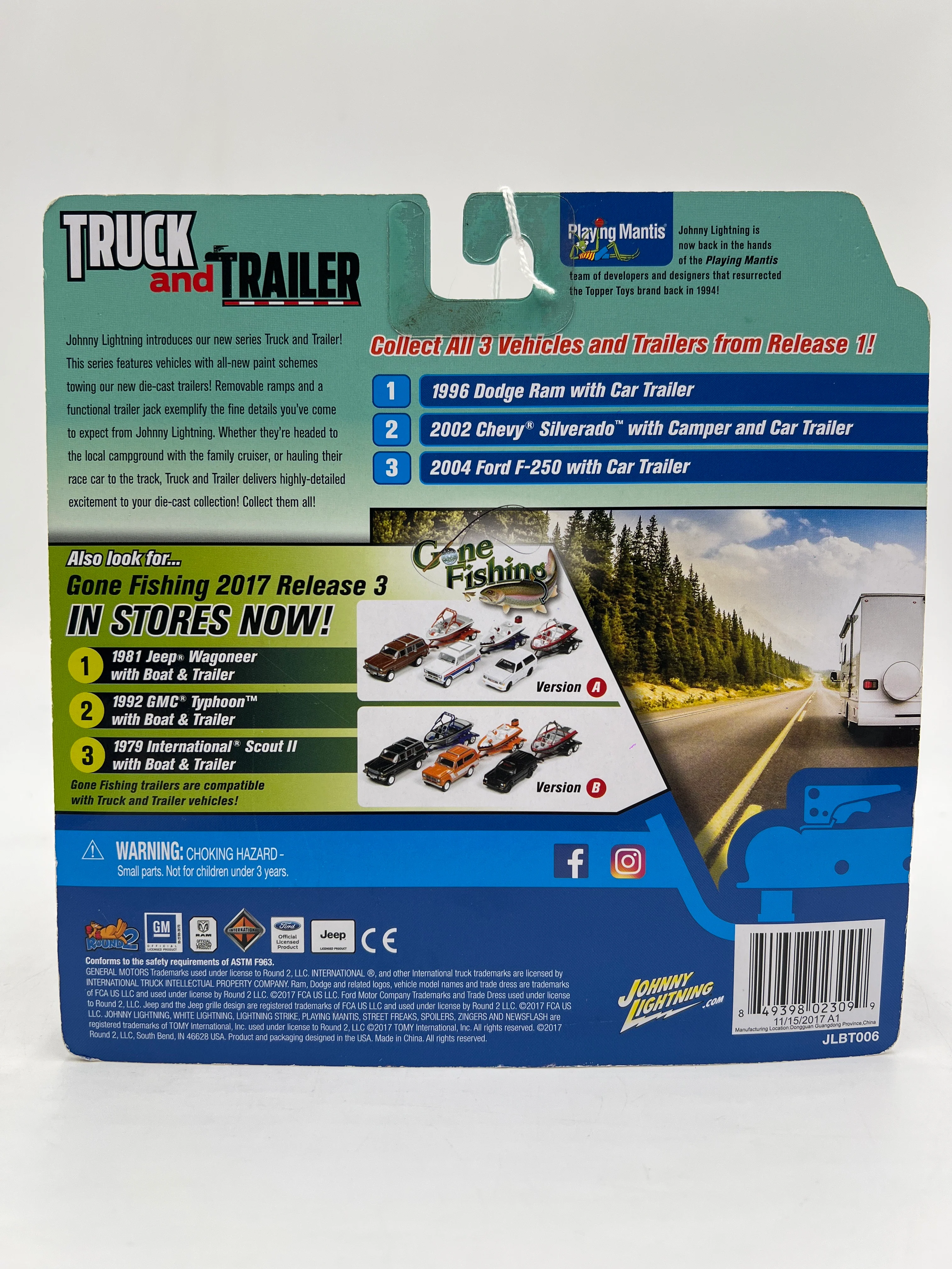 Johnny Lightning Truck And Trailer Release 1 Version B #3 2004 Ford F-250 W/Car Trailer Red - Image 7