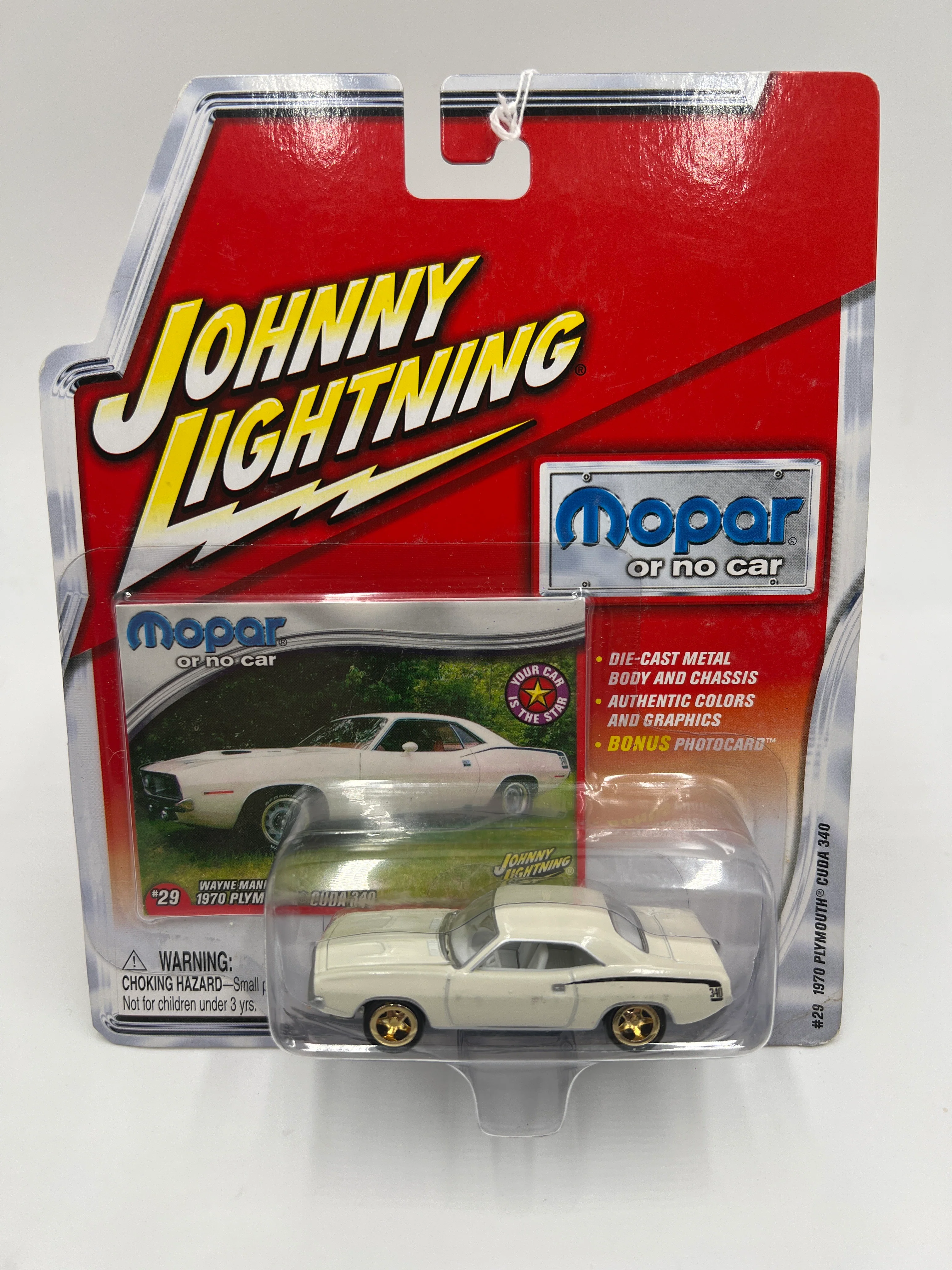 Johnny Lightning White Lightning Chase Mopar Or No Car #29 1970 Plymouth Cuda 340 White - Image 2