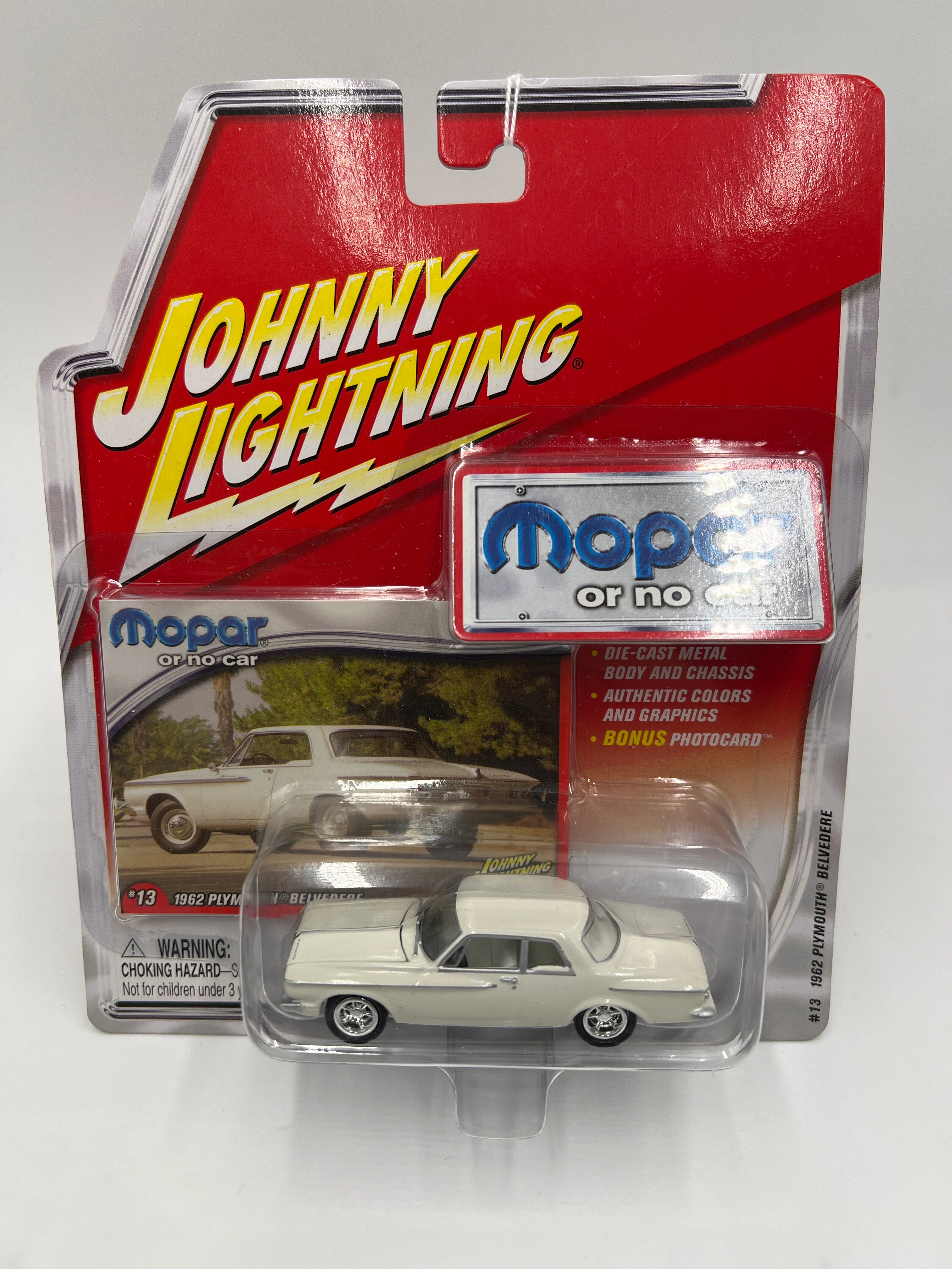 Johnny Lightning White Lightning Chase Mopar Or No Car #13 1962 Plymouth Belvedere White - Image 2