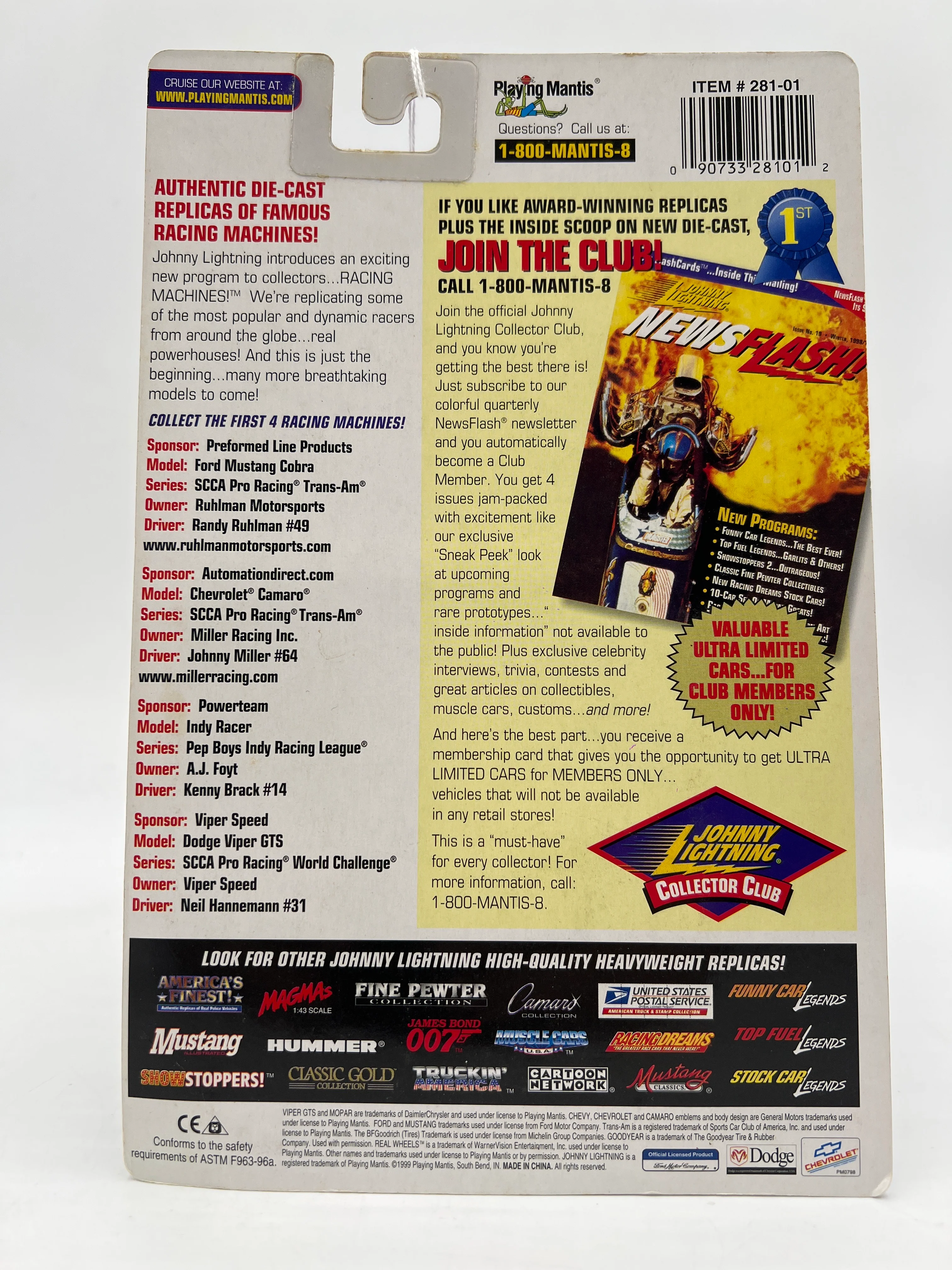Johnny Lightning White Lightning Chase Racing Machines Powerteam Indy Racer White/Red - Image 7