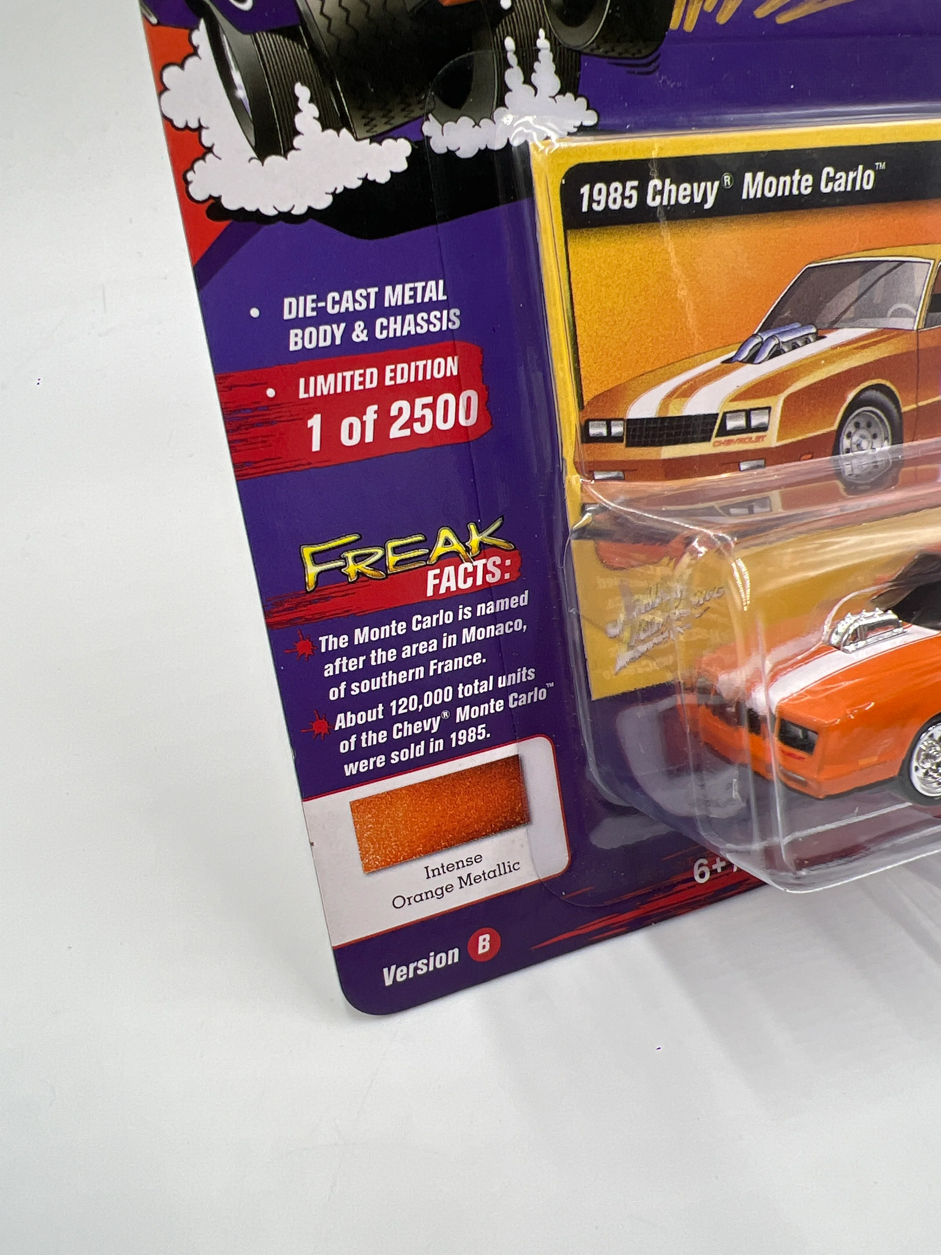 Johnny Lightning White Lightning Street Freaks Spoilers 20 1985 Chevy Monte Carlo Orange - Image 5