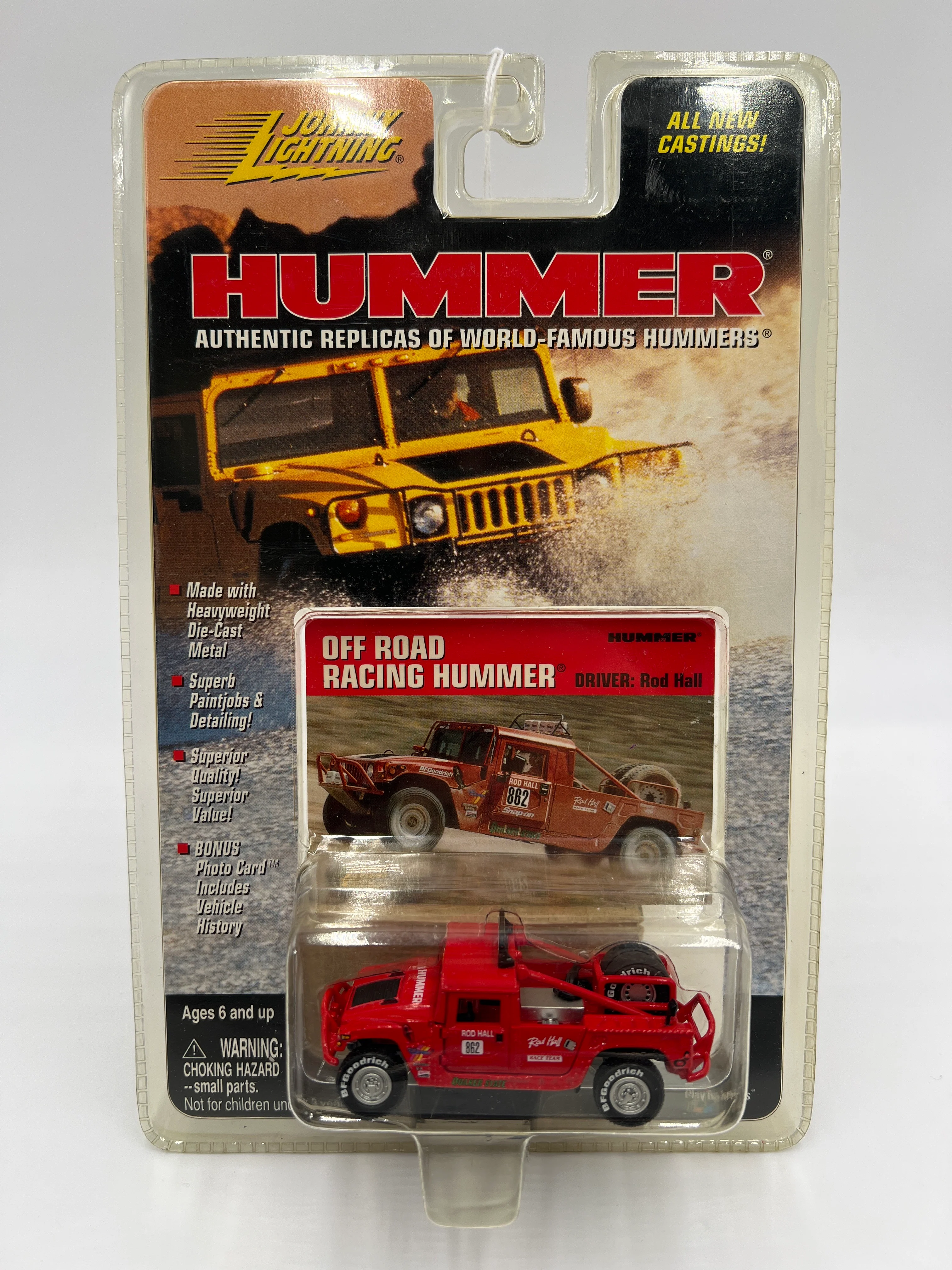 Johnny Lightning Hummer Series Rod Hall Off Road Racing Hummer Red 220D - Image 2
