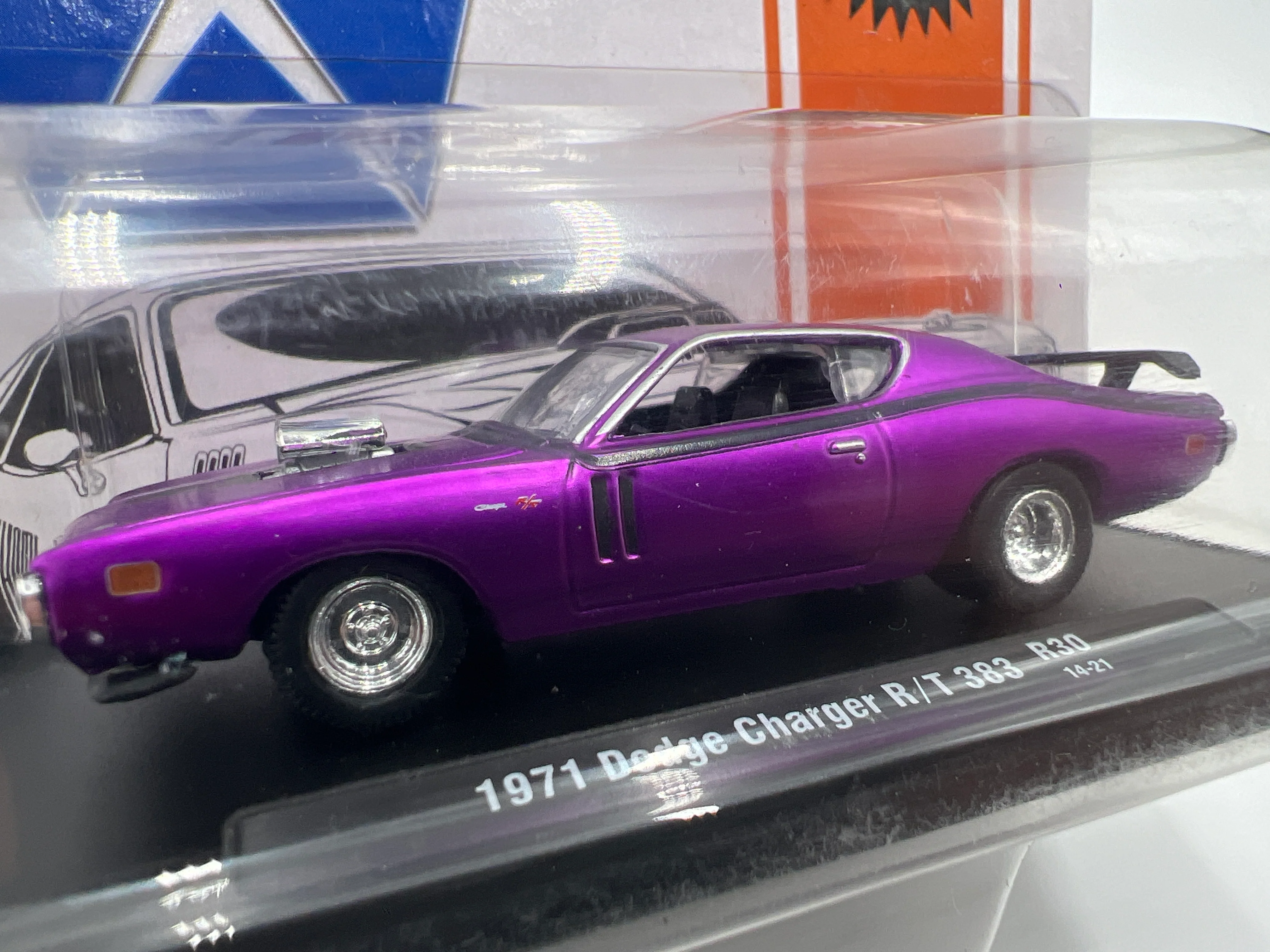 M2 Machine Auto-Drivers 1971 Dodge Charger R/T 383 Purple R30 Card Not Perfect 191B - Image 2
