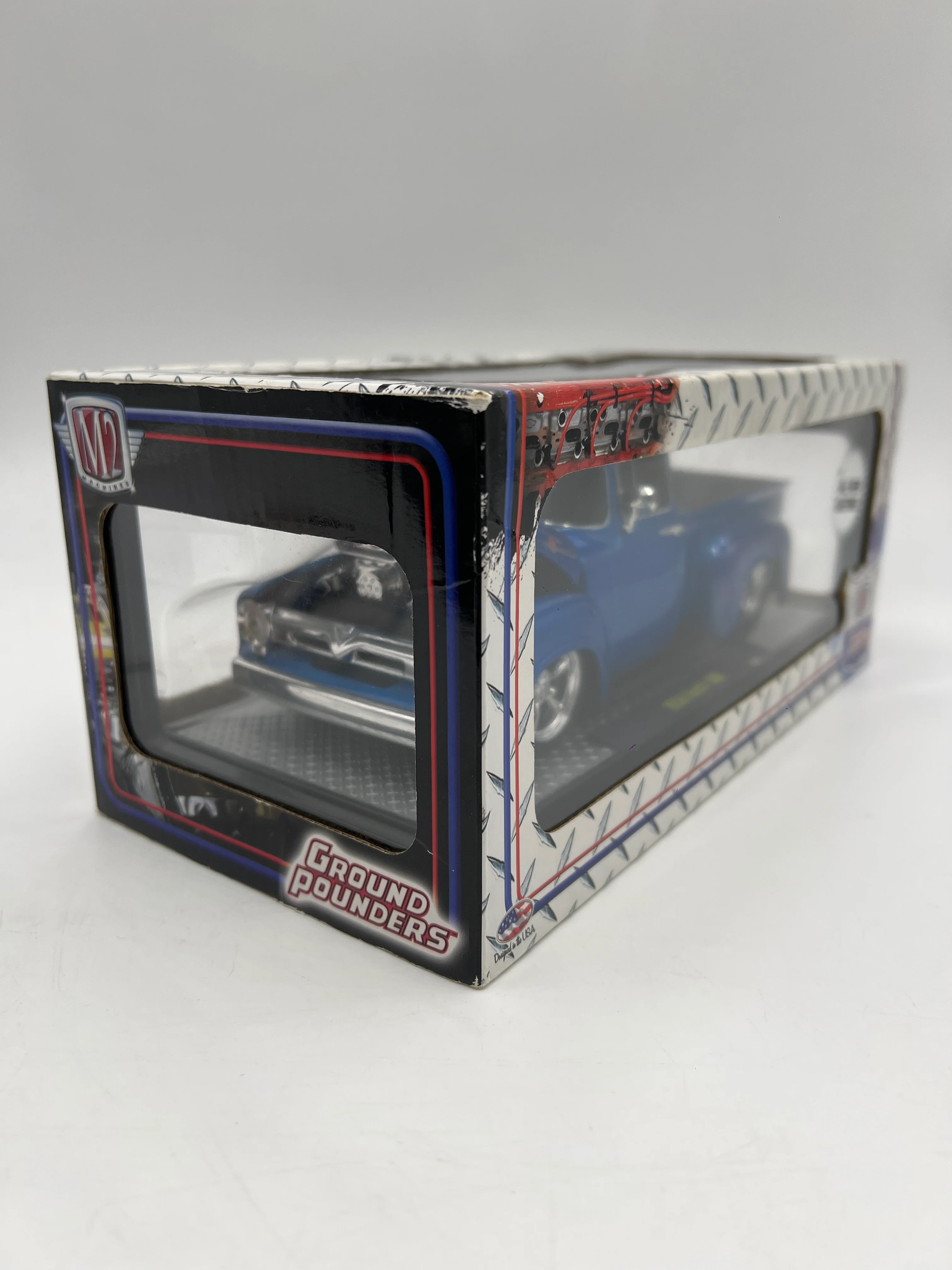 M2 Machines 1/24 Ground Pounders 1956 Ford F-100 Blue 11-05 - Image 4