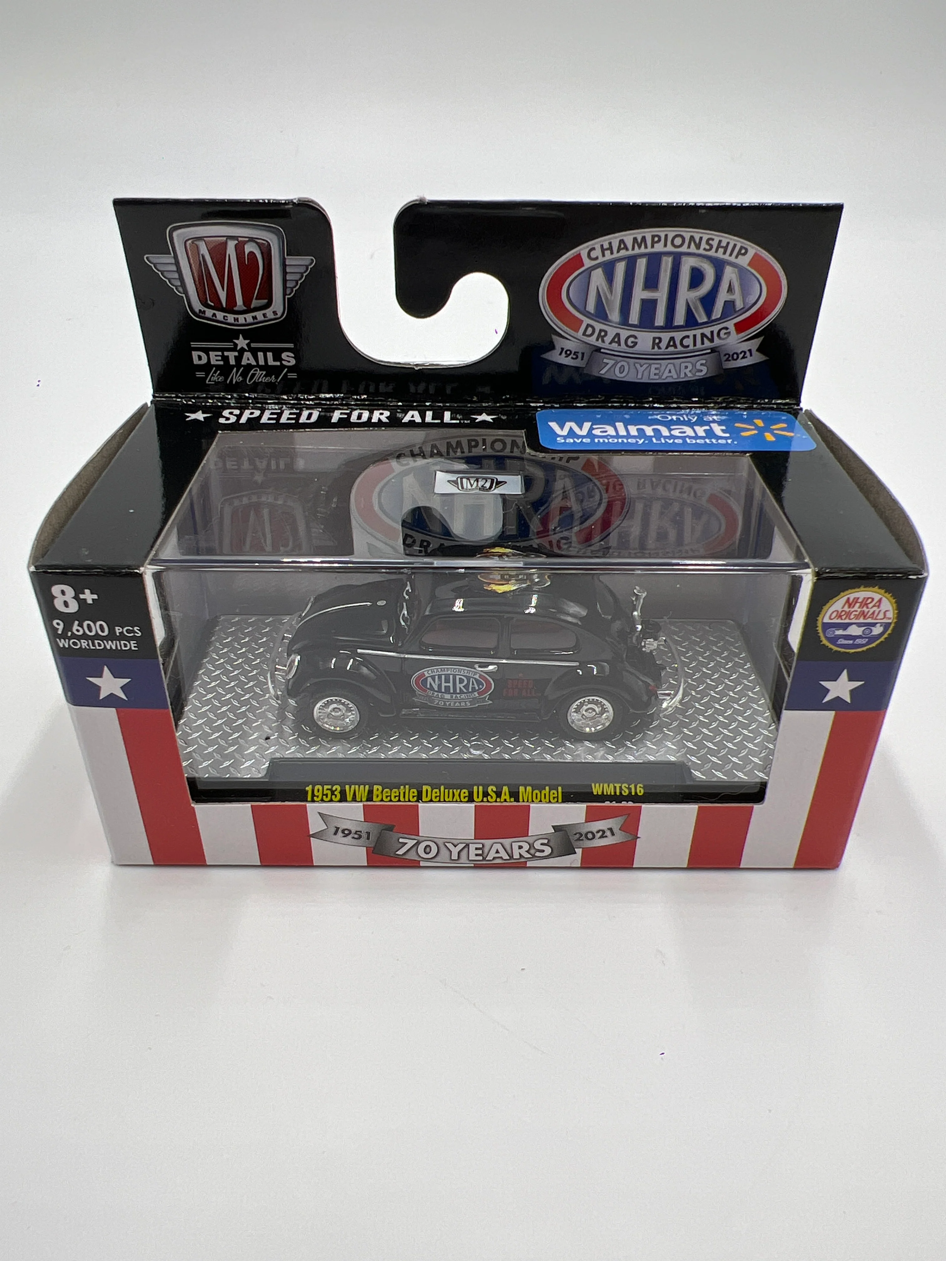 2021 M2 Machines NHRA 70 Years Walmart Exclusive 1953 VW Beetle Deluxe U.S.A. Model Black WMTS16 - Image 2