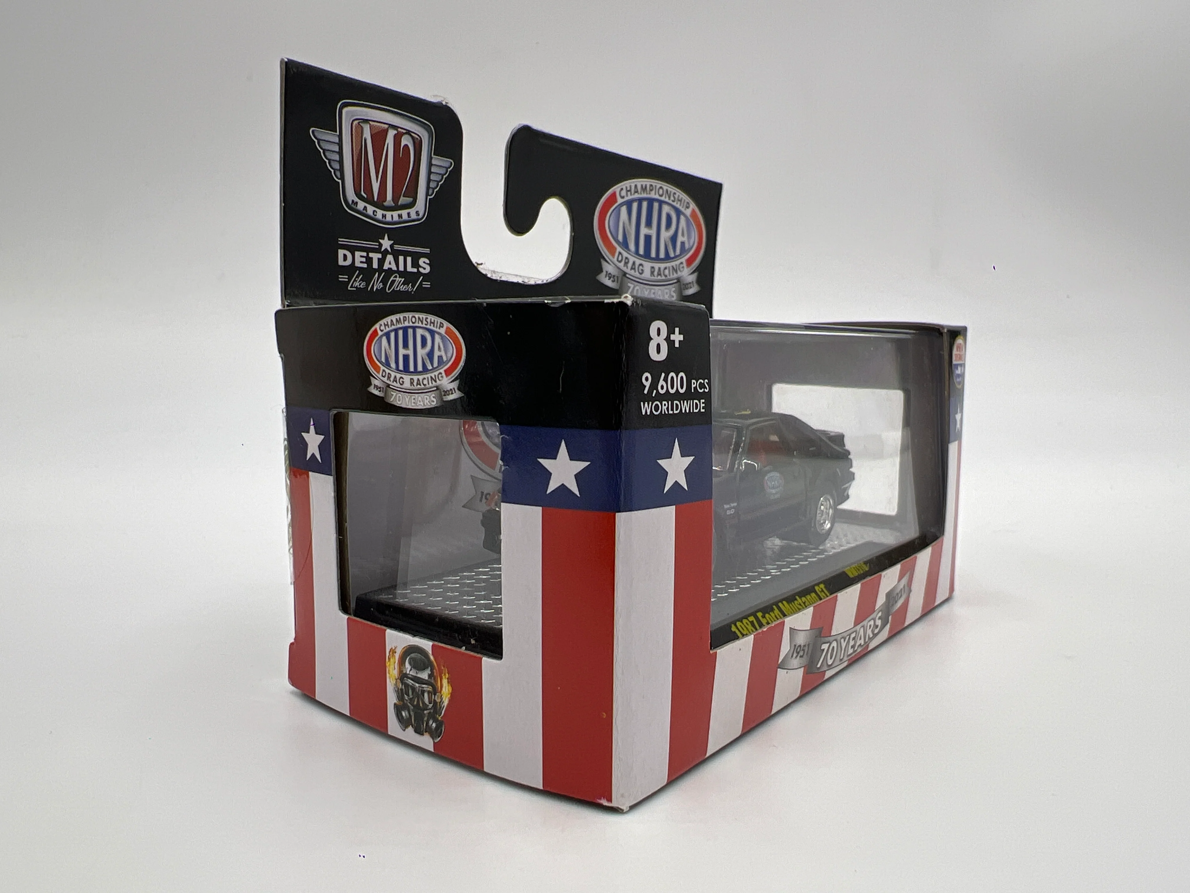 M2 Machines Walmart Exclusive 1987 Ford Mustang GT Black NHRA WMTS16 - Image 3