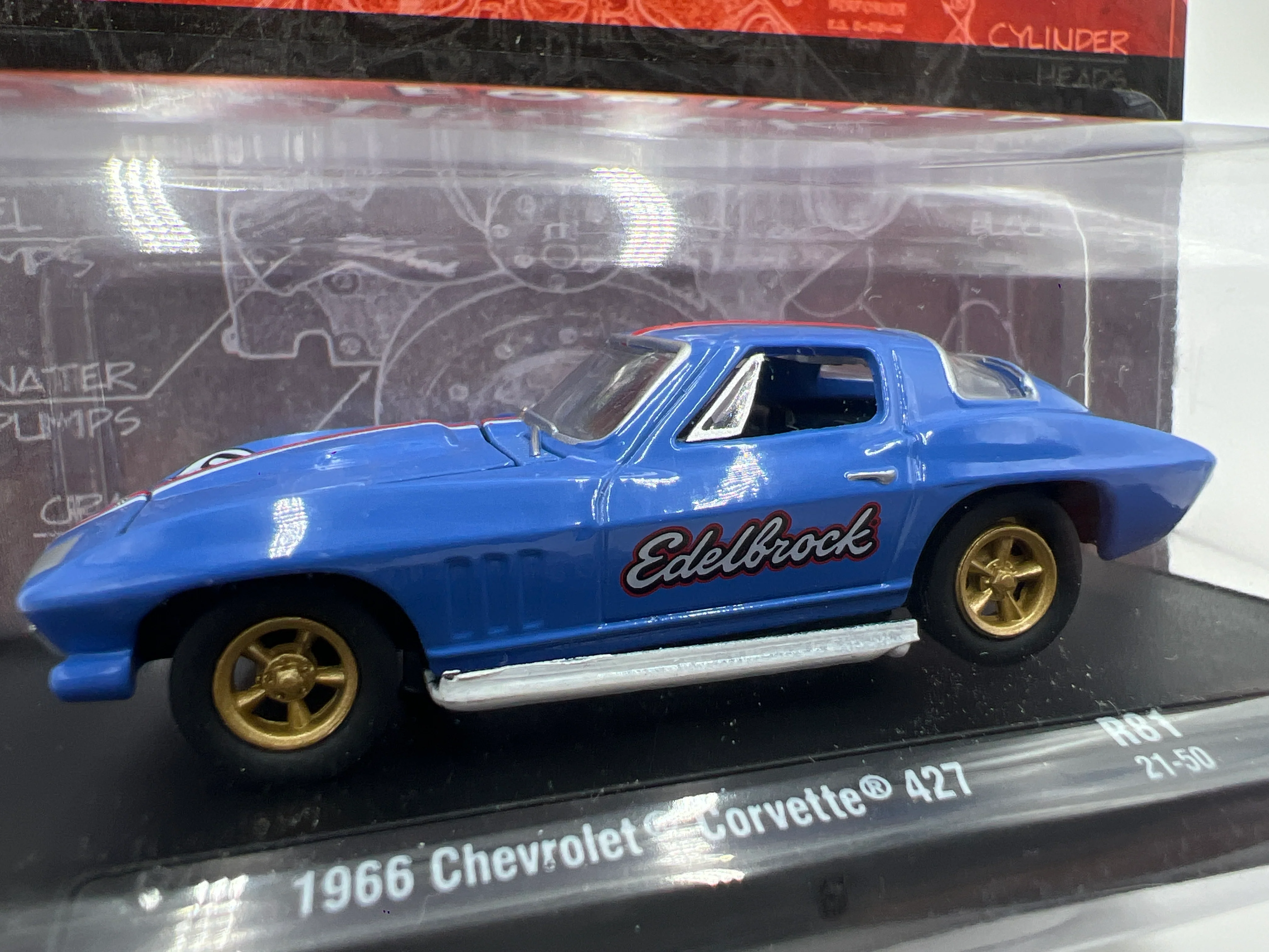M2 Machines Auto Drivers 1966 Chevrolet Corvette 427 Blue Edelbrock R81 189D - Image 2