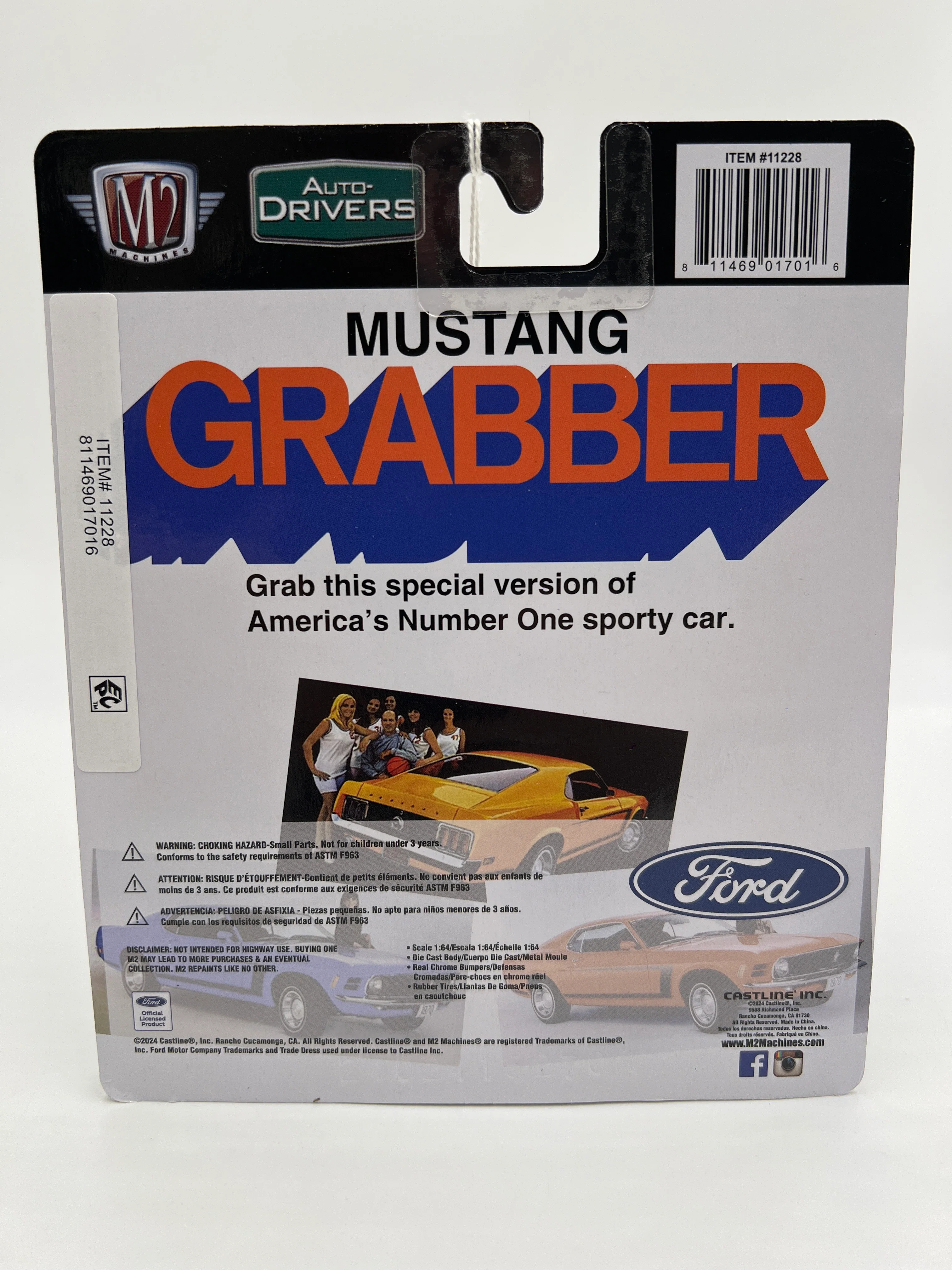 M2 Machines Auto-Drivers 1970 Ford Mustang Grabber Blue R122 189E - Image 6