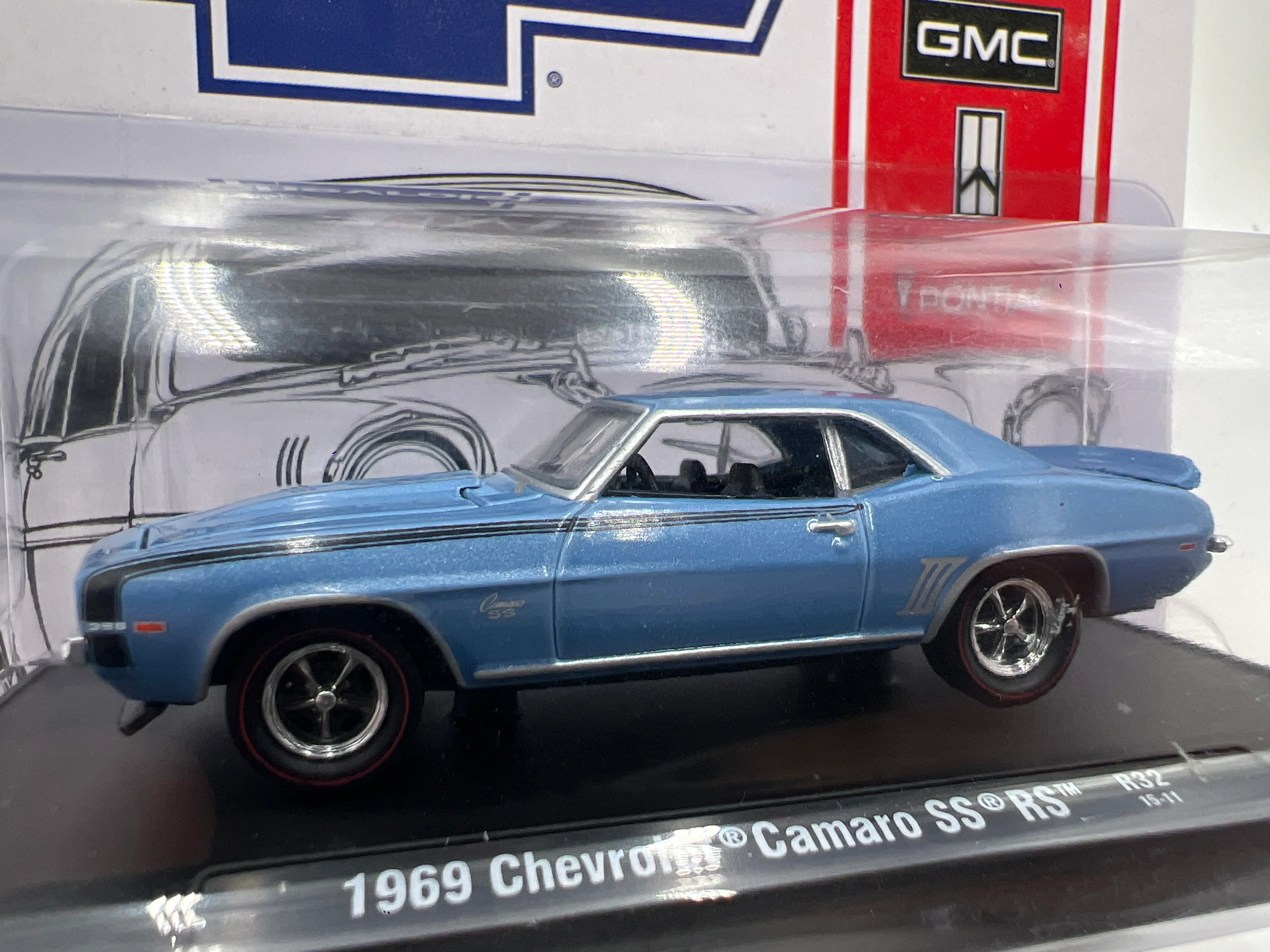 M2 Machines Auto Drivers 1969 Chevrolet Camaro SS RS Blue R32 189B - Image 2