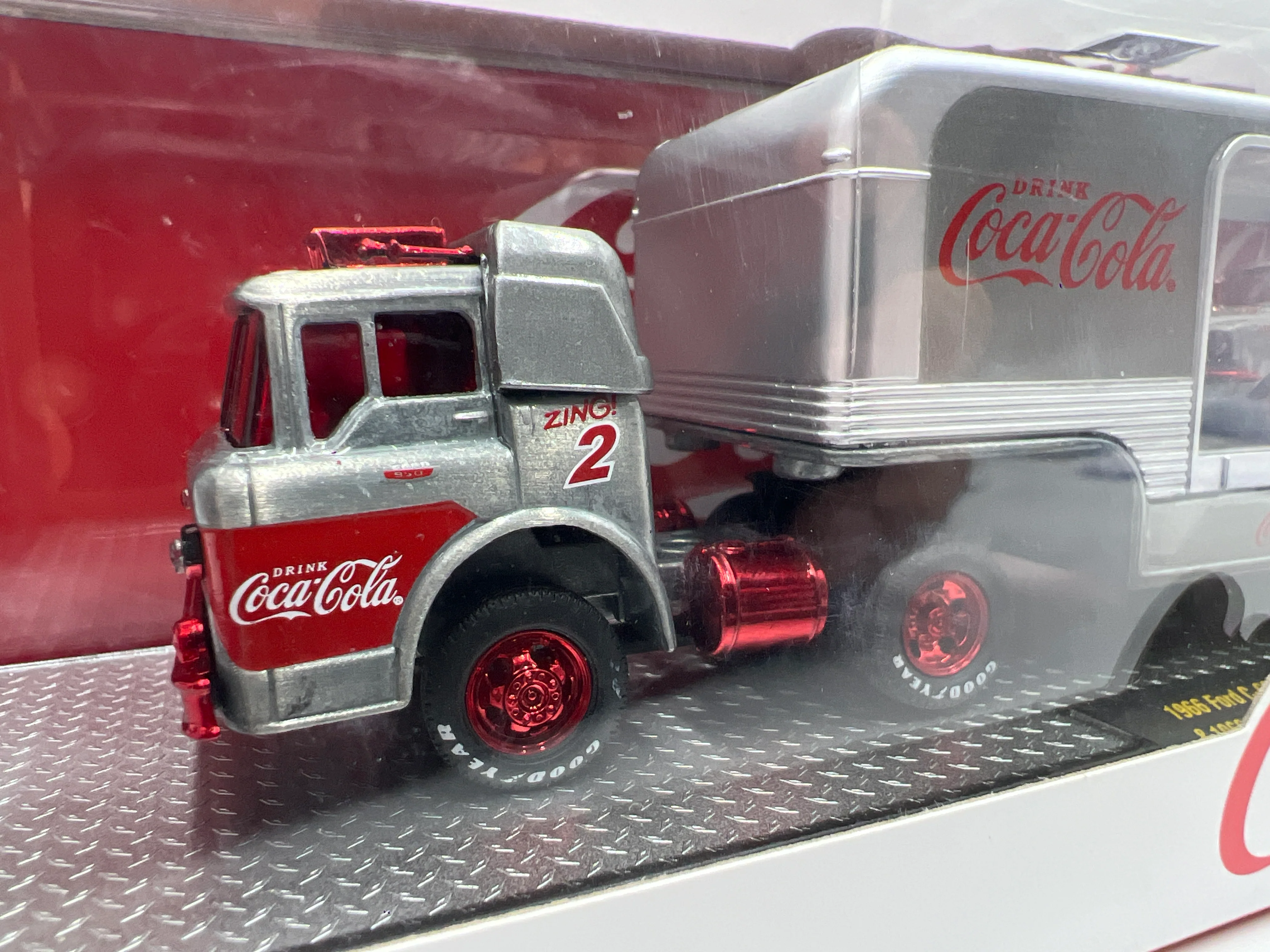 M2 Machines Auto Haulers RAW CHASE 1/250 Coca Cola 1966 Ford C-600 & 1966 Ford Mustang Fastback 2+2 RC02 VHTF - Image 2