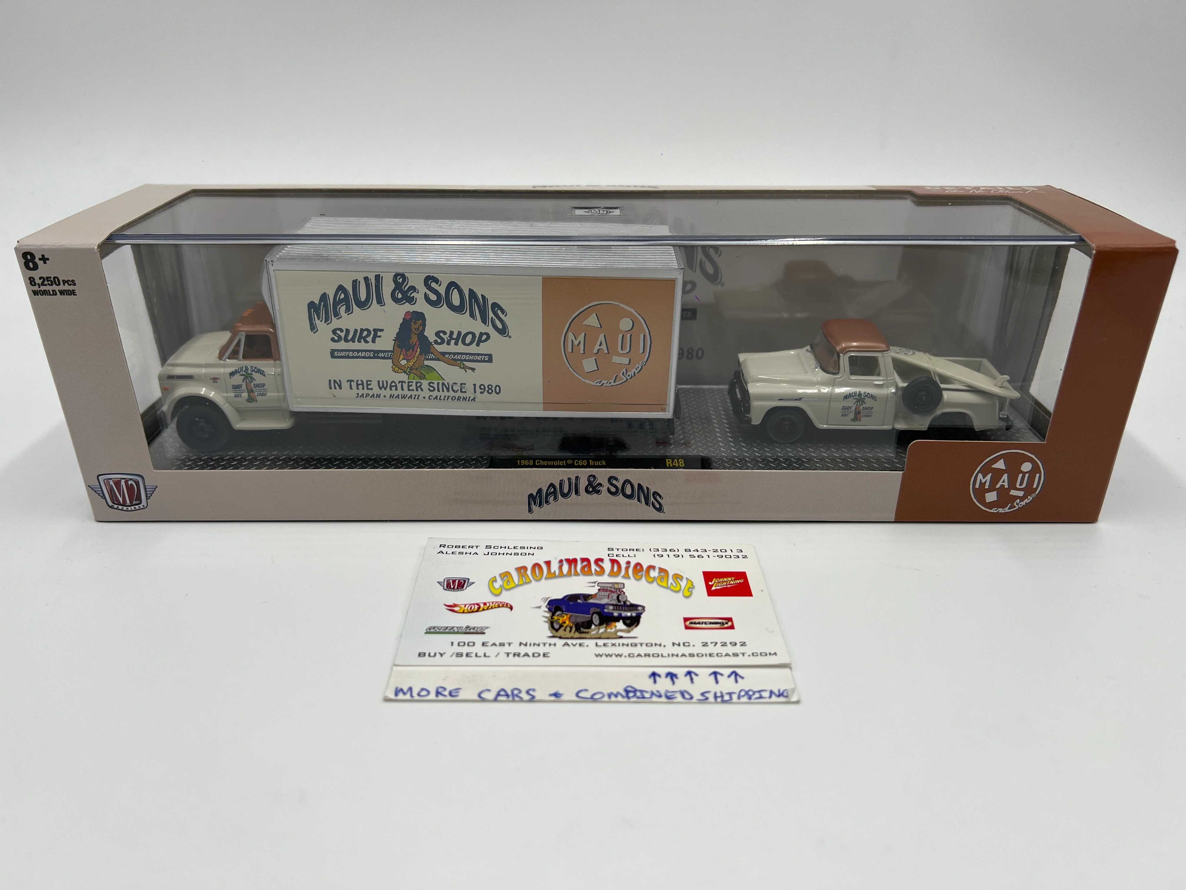 M2 Machines Auto Haulers Maui & Sons 1968 Chevrolet C60 Truck & 1958 Chevrolet Apache Stepside R48