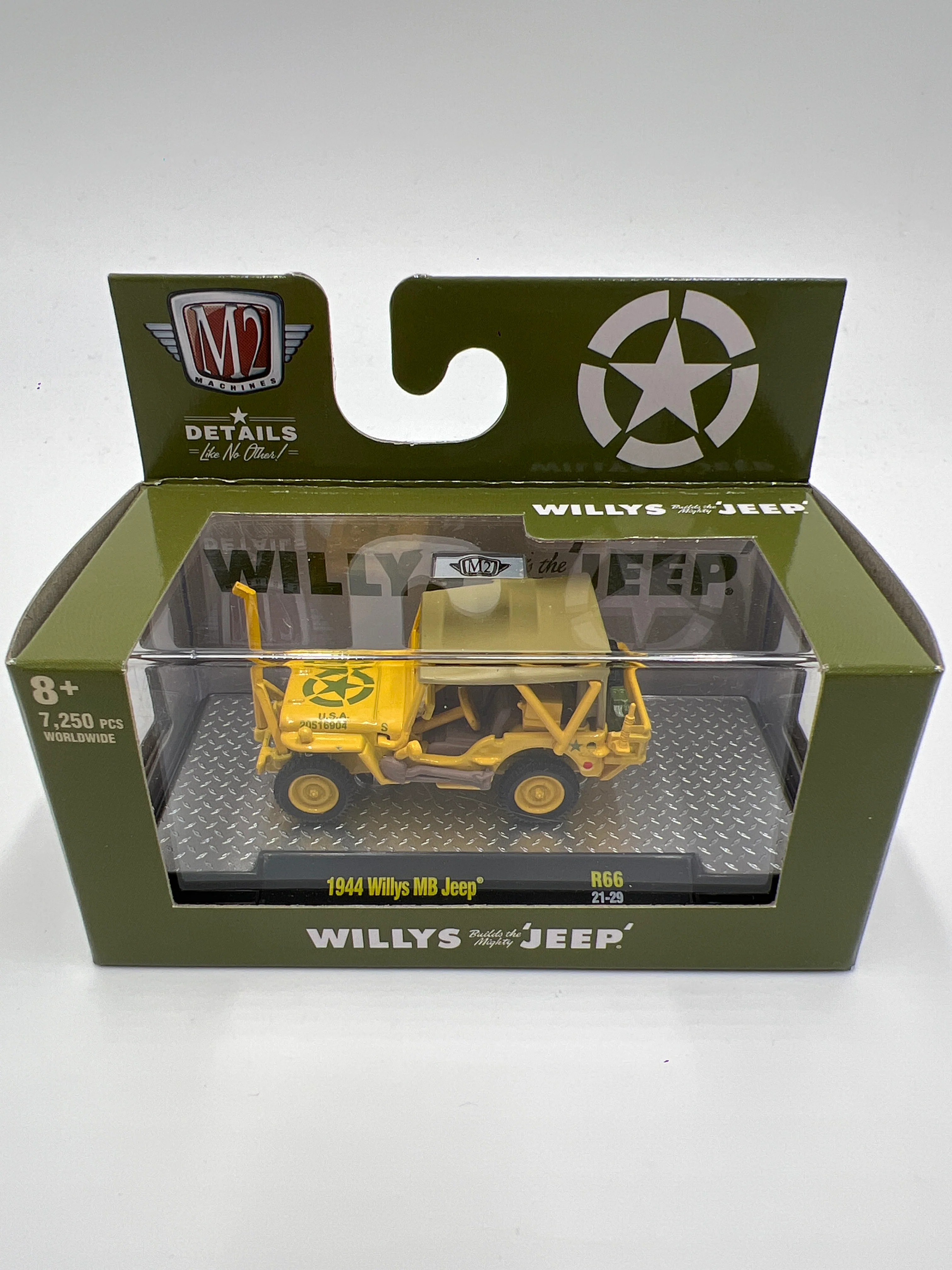 M2 Machines 1944 Willys MB Jeep Army Yellow R66 - Image 2