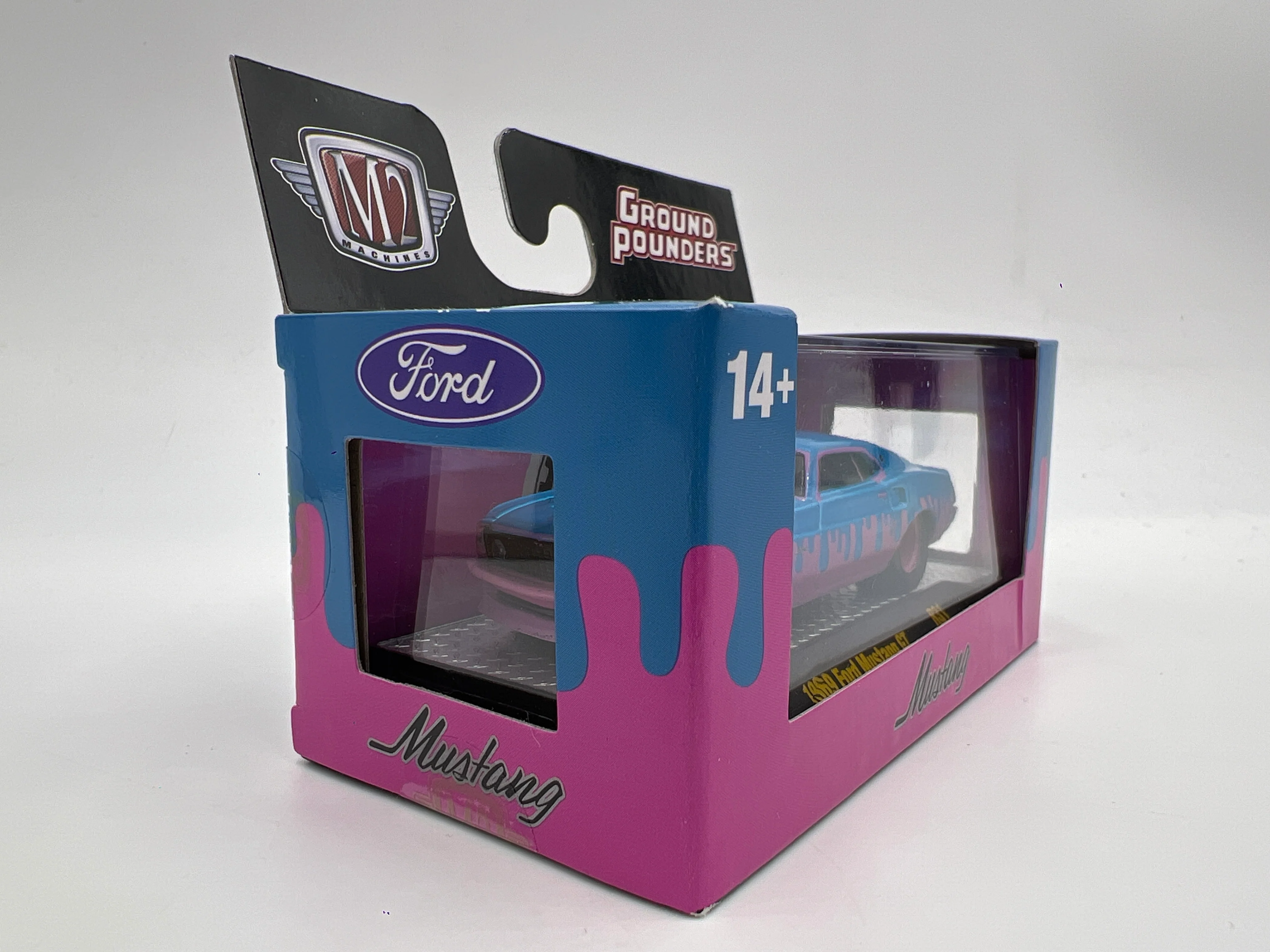 M2 Machines Ground Pounders CHASE 1969 Ford Mustang GT Blue/Pink R31 - Image 4