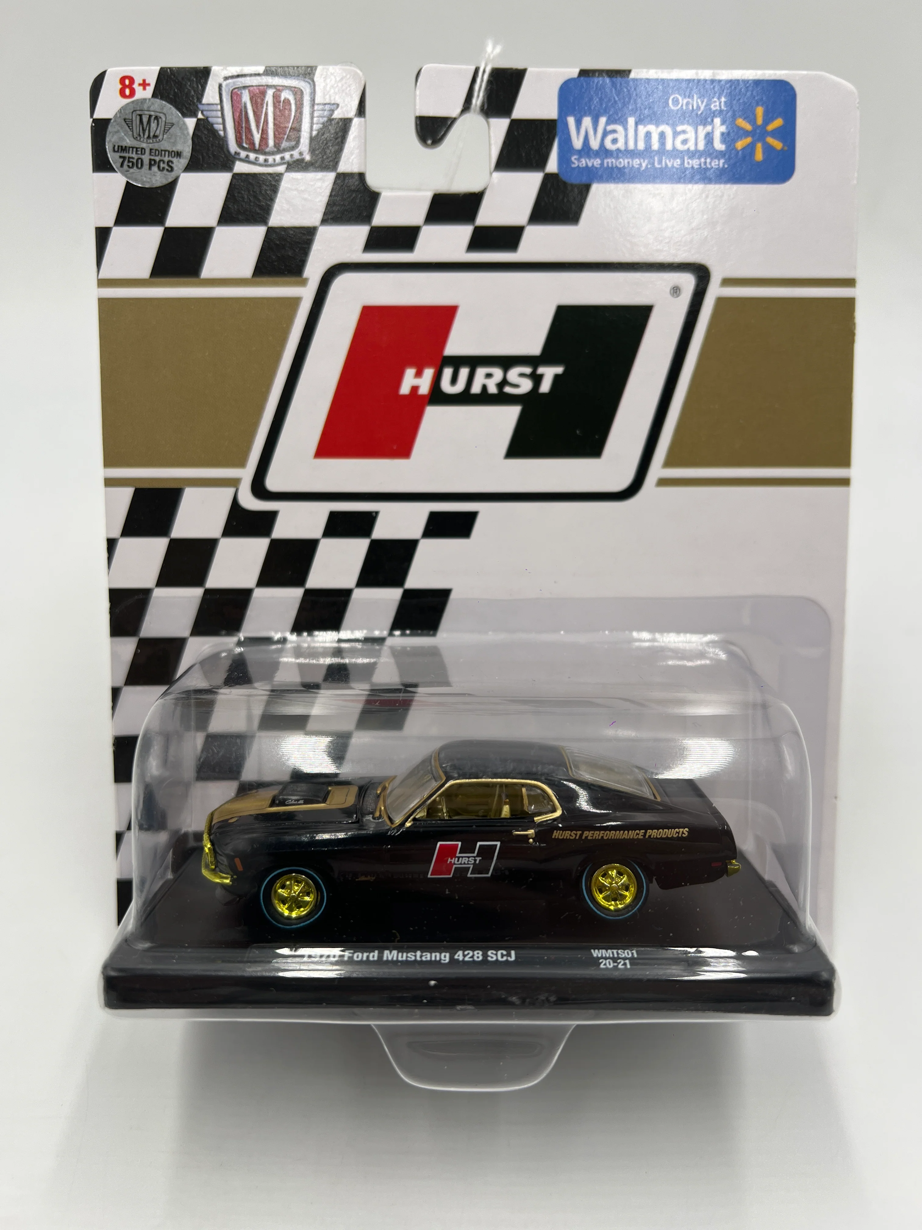 M2 Machines Walmart Exclusive CHASE Hurst 1970 Ford Mustang 428 SCJ Black WMTS01 - Image 2