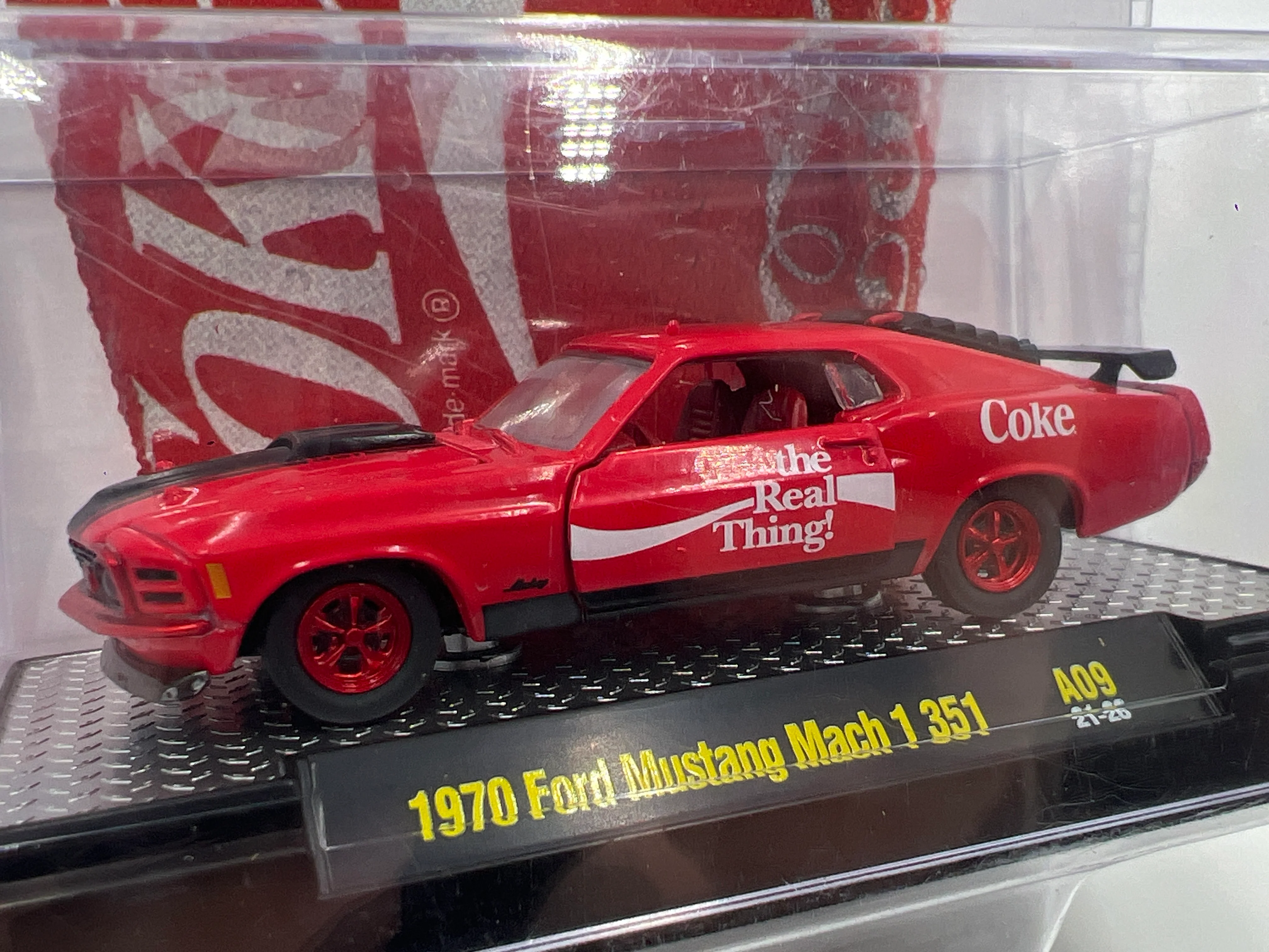 M2 Machines Coca Cola CHASE 1970 Ford Mustang Mach 1 351 Red A09 - Image 2