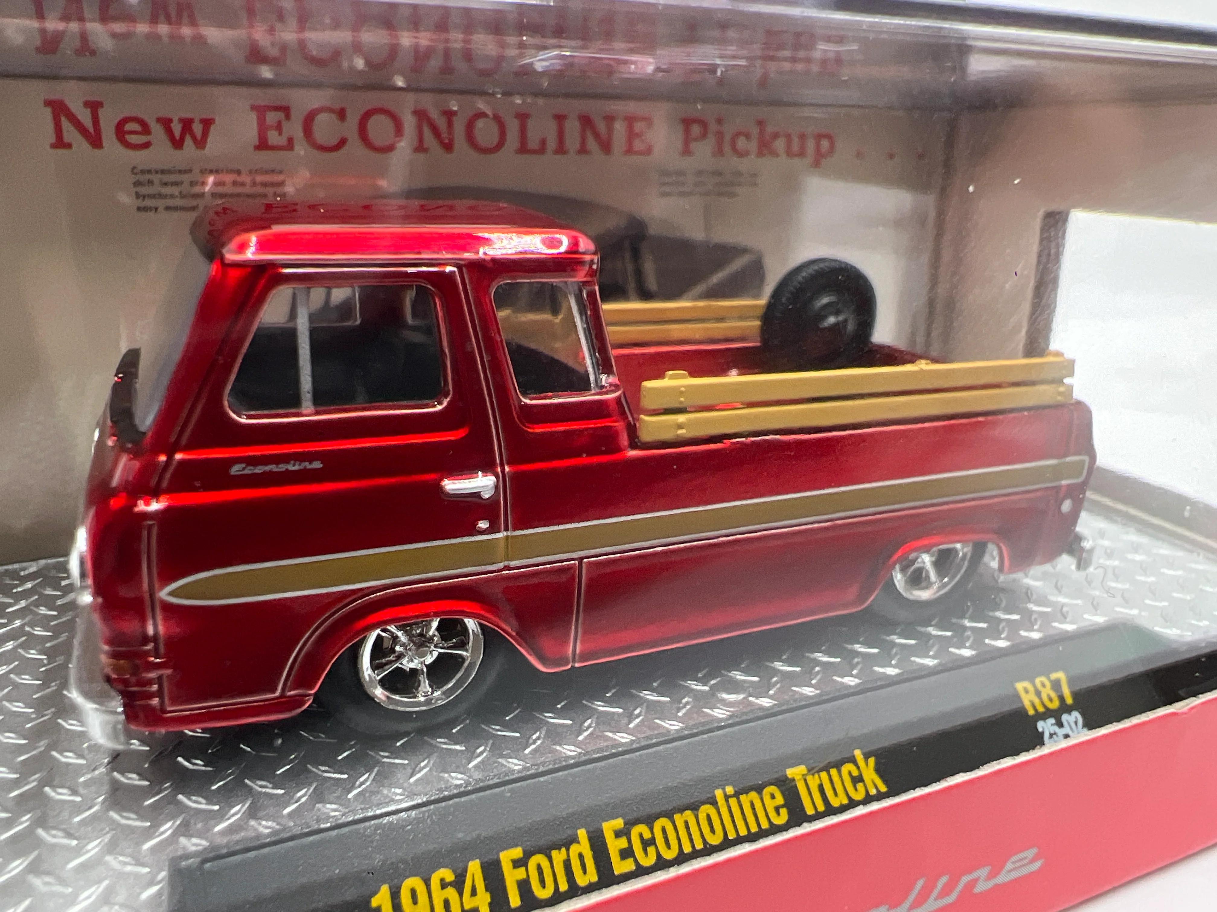 2025 M2 Machines Detroit Muscle 1964 Ford Econoline Truck Red R87 - Image 2