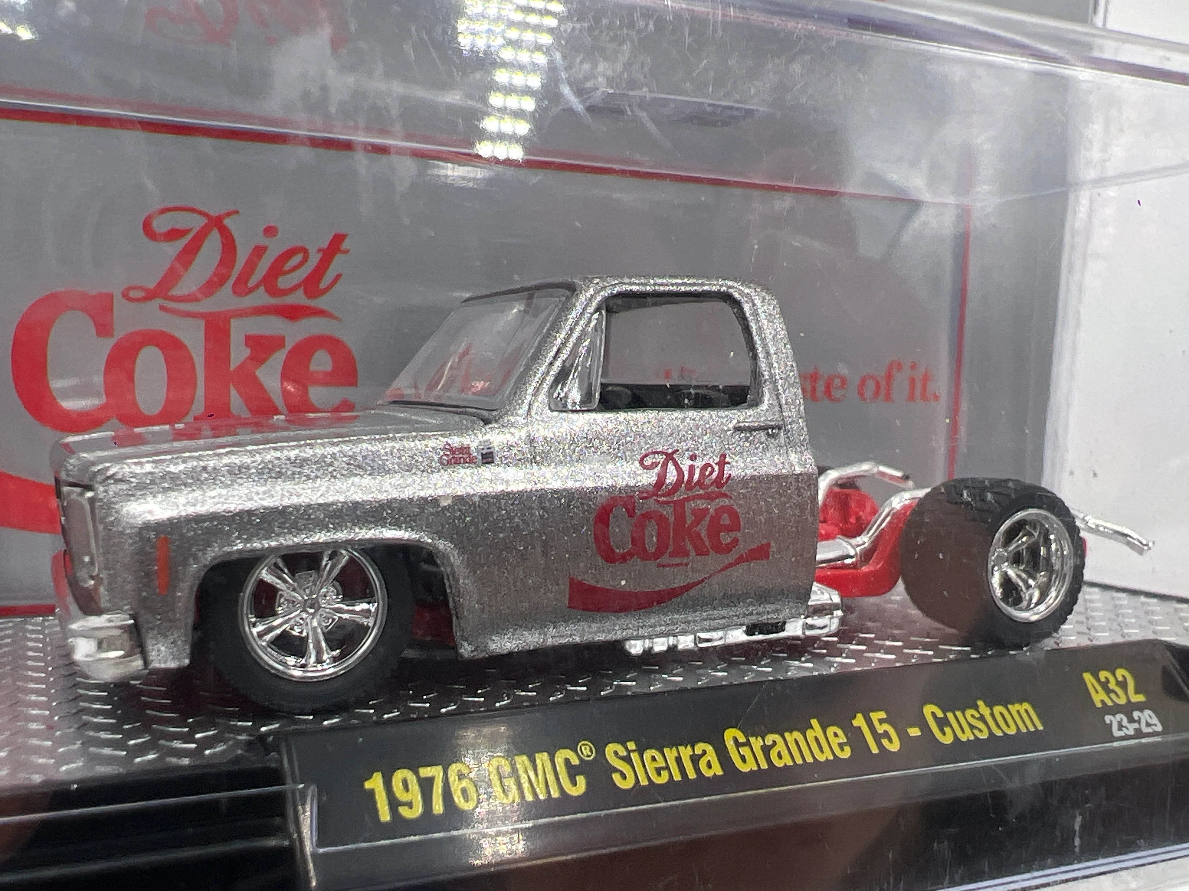 M2 Machines Diet Coke 1976 GMC Sierra Grande 15 Custom Silver A32 204C - Image 2