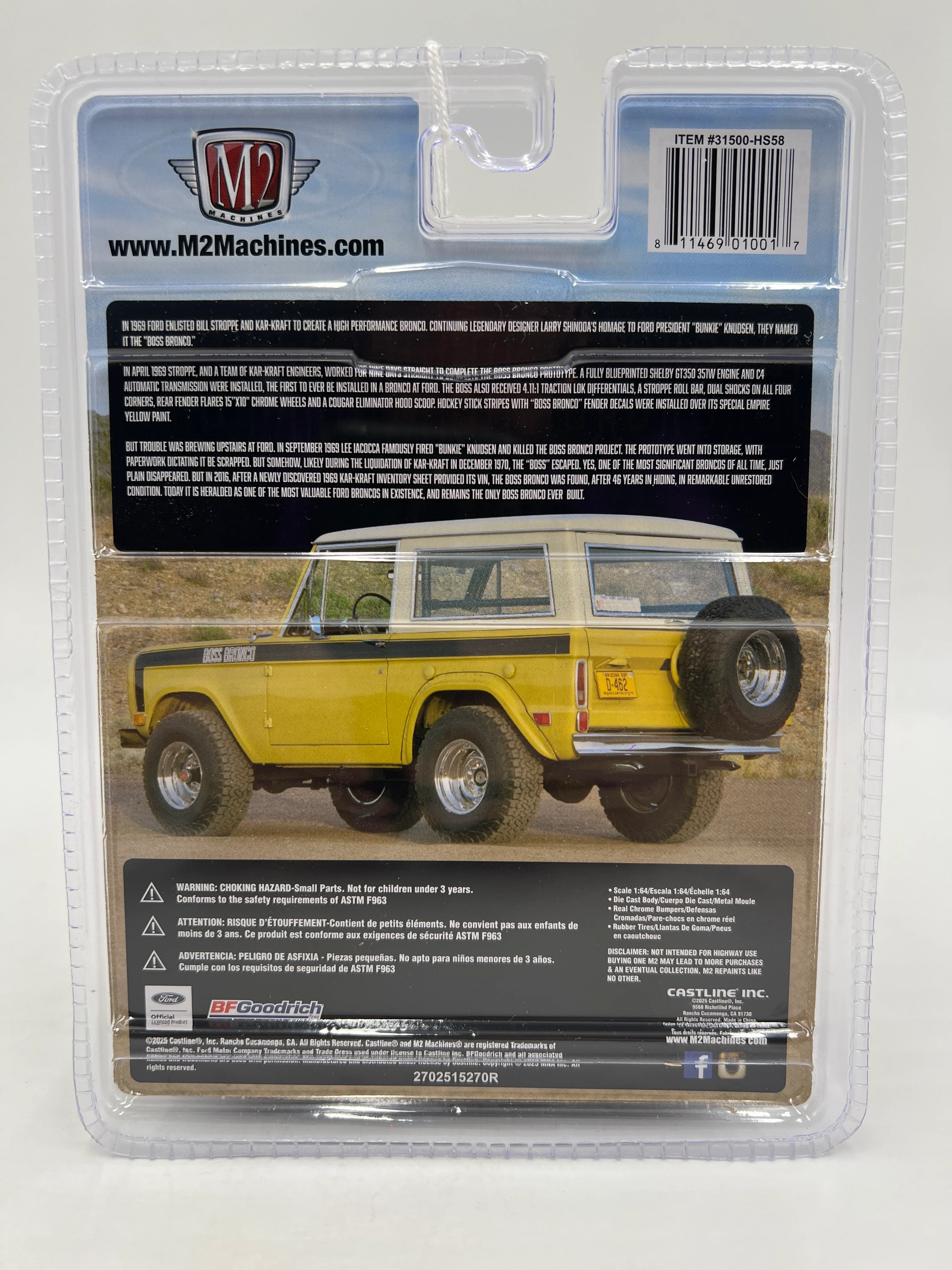 M2 Machines Hobby Exclusive CHASE 1969 Ford Bronco Yellow HS58 - Image 6