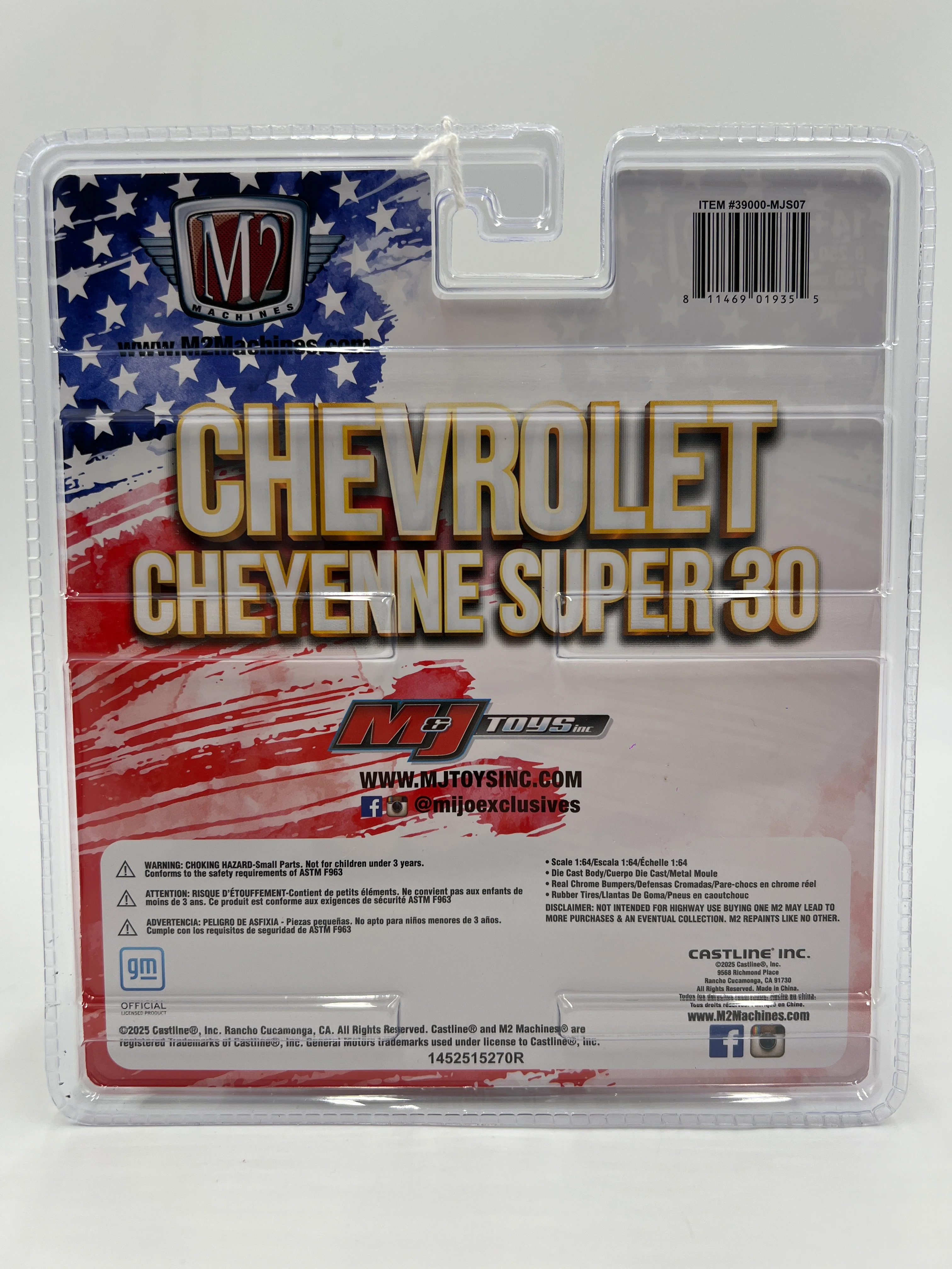 2025 M2 Machines Mijo Exclusives Stars & Stripes 1973 Chevrolet Cheyenne Super 30 Black mjs07 199D - Image 5