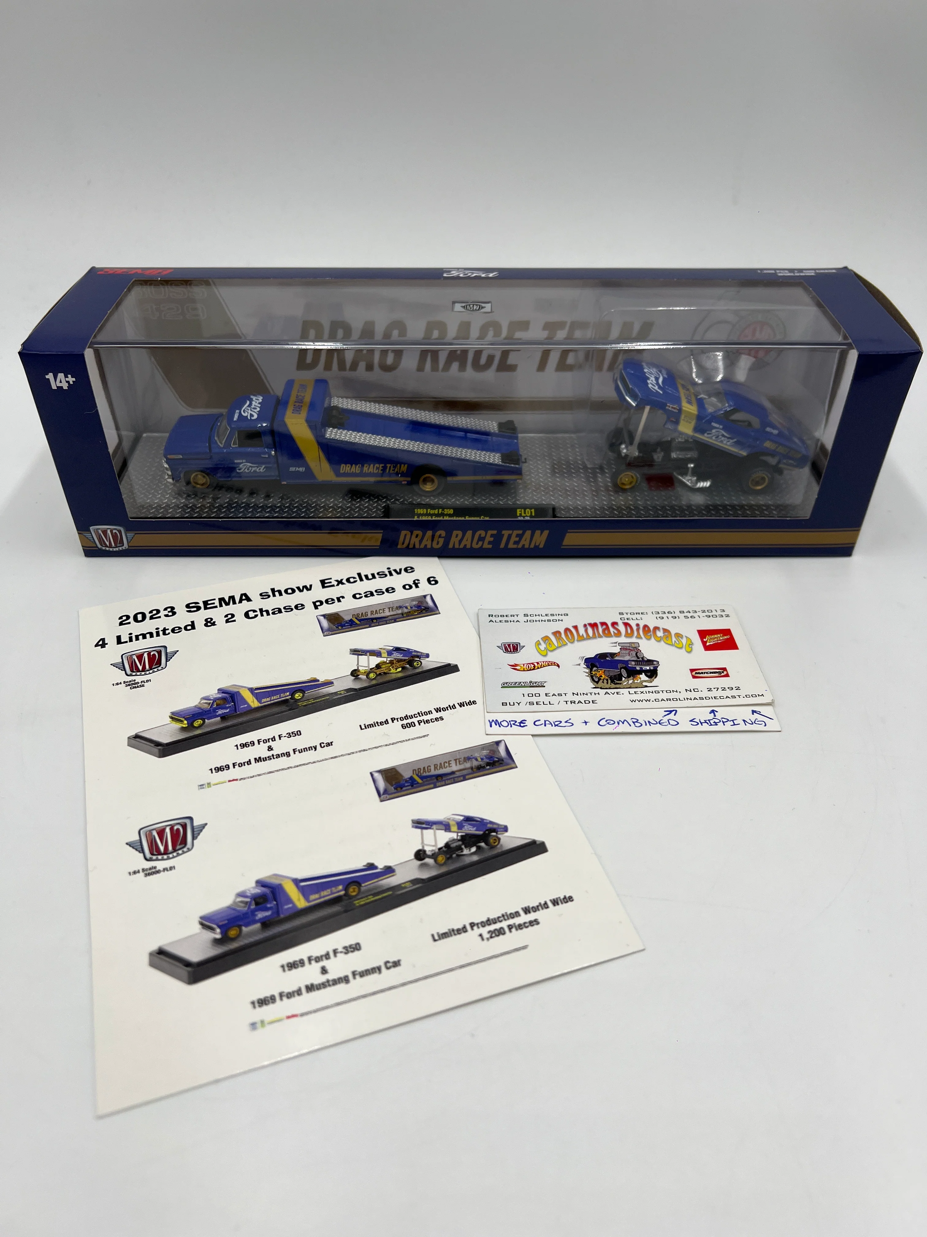 M2 Machines SEMA 2023 1/1200 Drag Race Team 1969 Ford F-350 & 1969 Ford Mustang Funny Car W/Card FL01