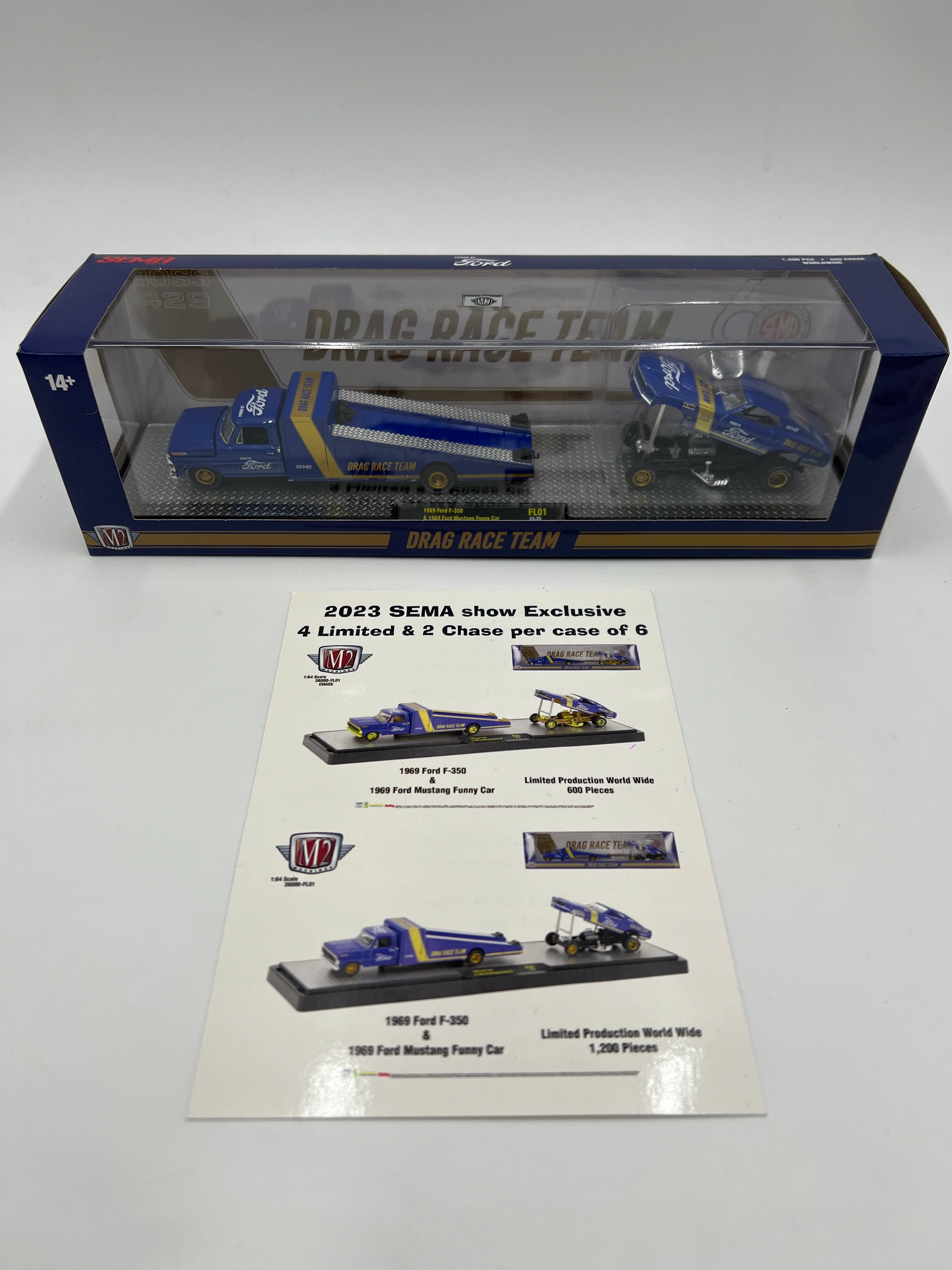 M2 Machines SEMA 2023 1/1200 Drag Race Team 1969 Ford F-350 & 1969 Ford Mustang Funny Car W/Card FL01 - Image 2