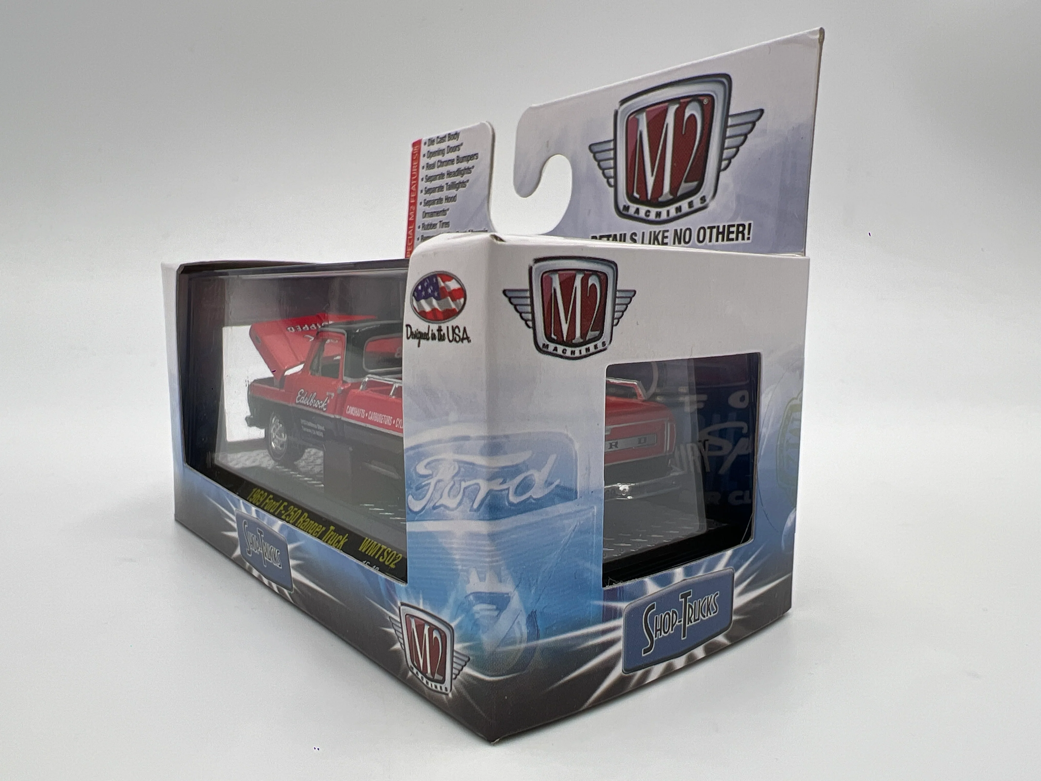 M2 Machines Shop-Trucks Walmart Exclusive 1969 Ford F-250 Ranger Truck Red Edelbrock WMTS02 - Image 5