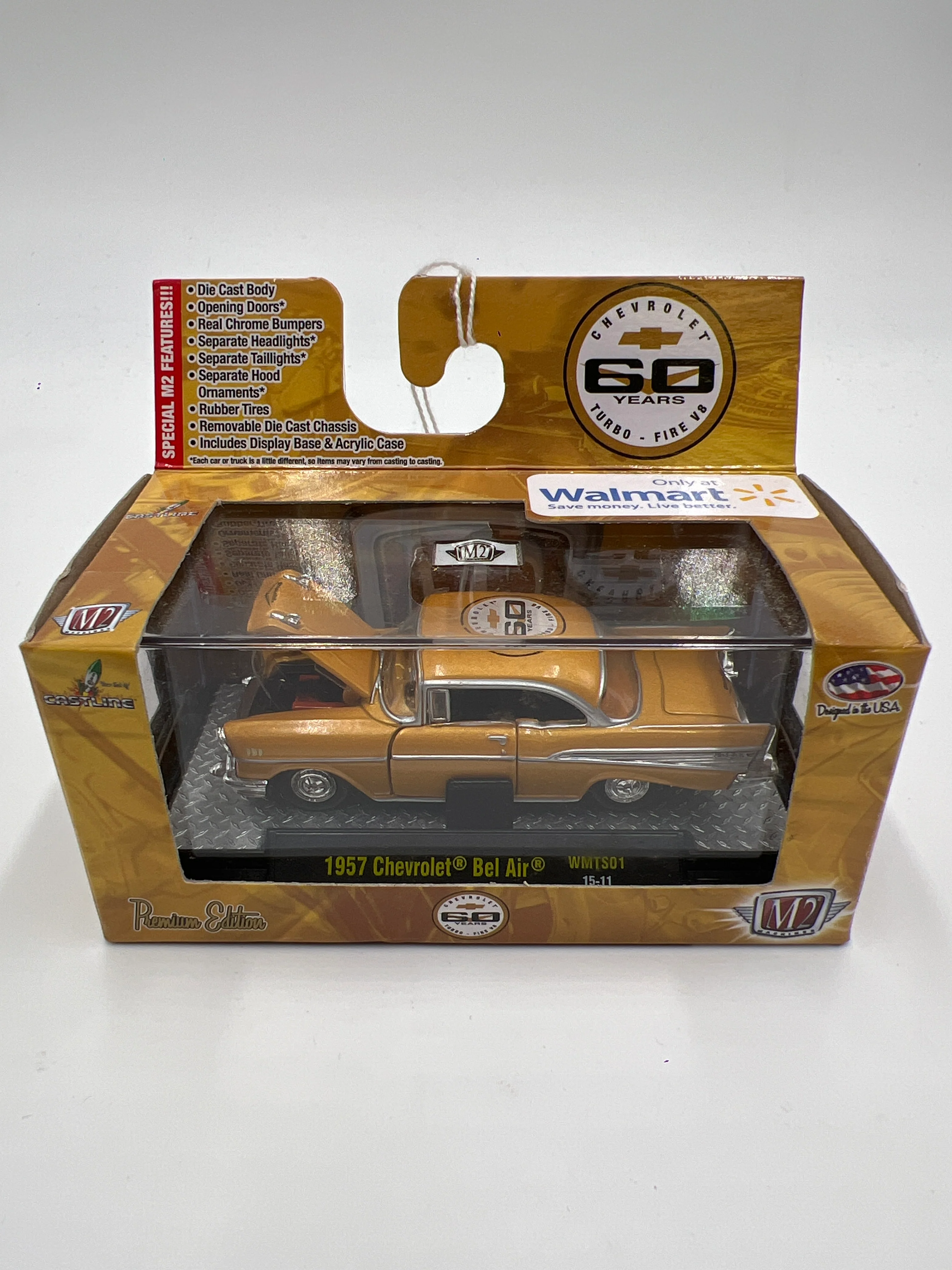 M2 Machines Walmart Exclusive Chevrolet 60 Years 1957 Chevrolet Bel Air Gold WMTS01 - Image 2