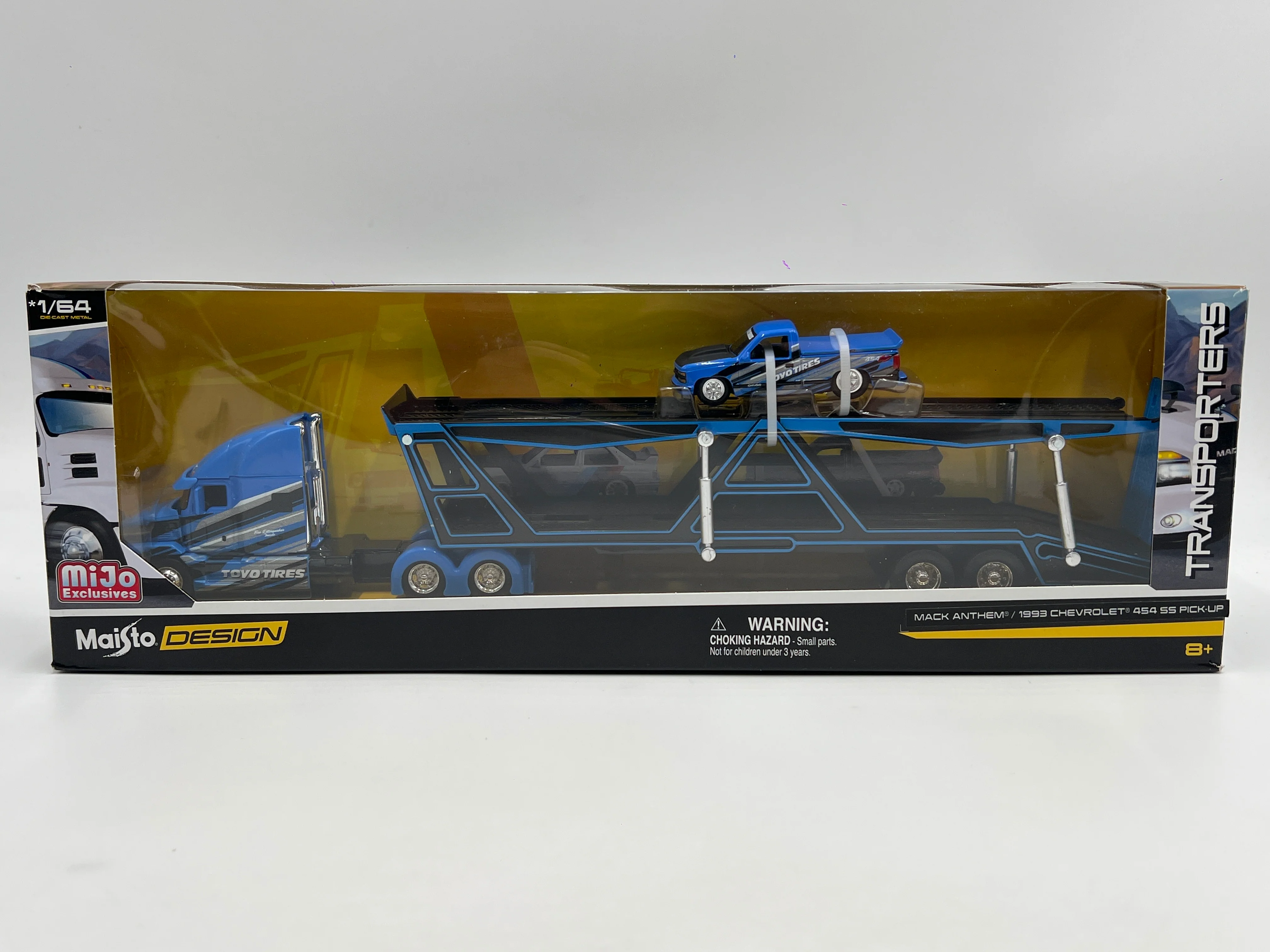 Maisto Design 1/64 Mijo Exclusives Transporters Mack Anthem & 1993 Chevrolet 454 SS Pick-Up