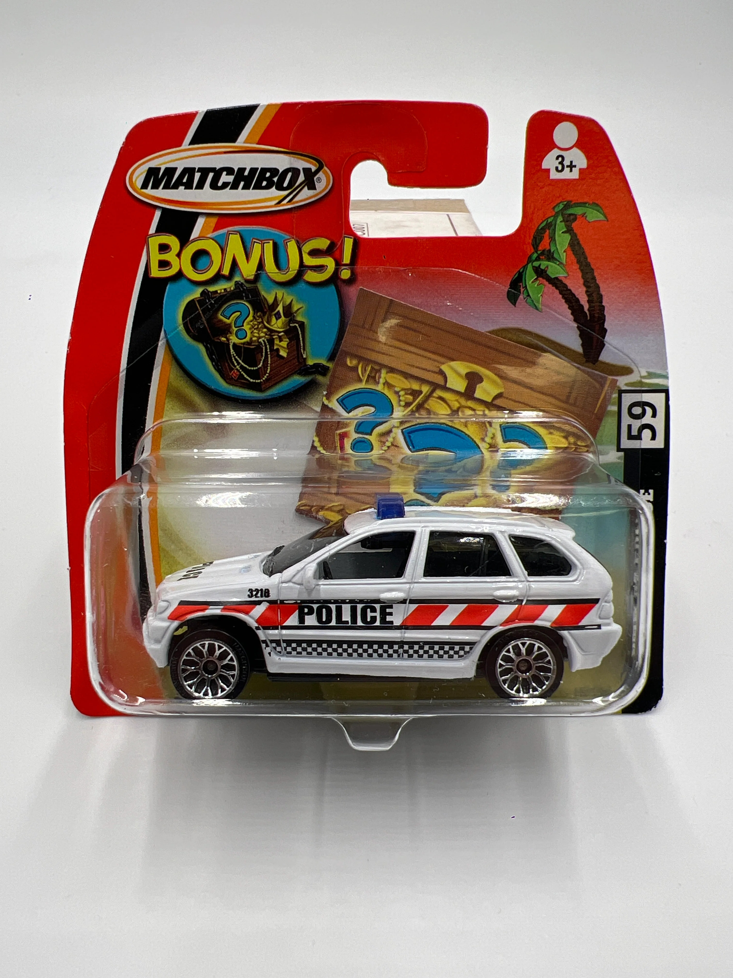 Matchbox #59 Bonus Treasure Short Card BMW X5 Police White W/Protector VHTF - Image 2