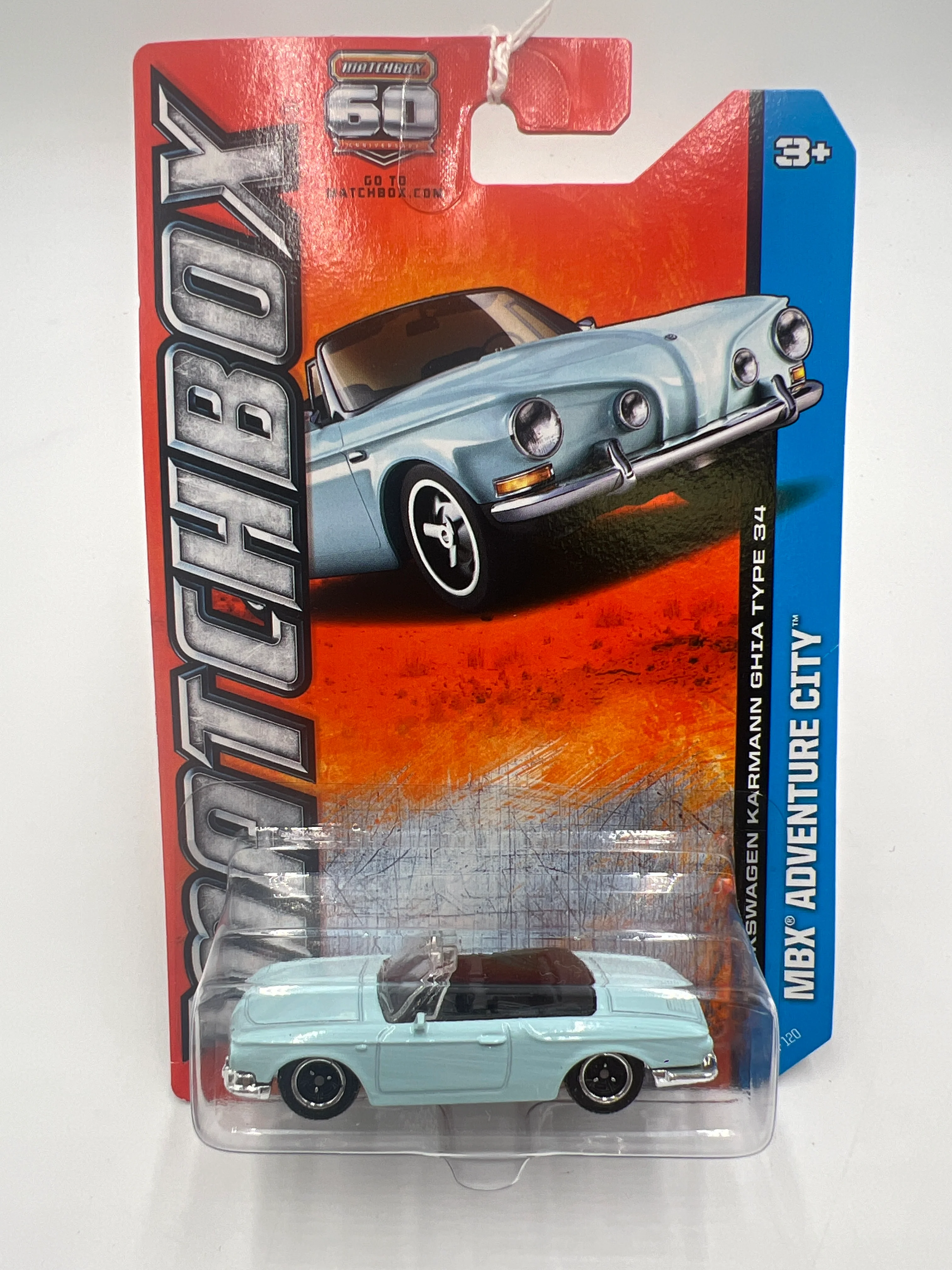 Matchbox #35 2013 MBX Adventure City Volkswagen Karmann Ghia Type 34 Light Blue 95G - Image 2