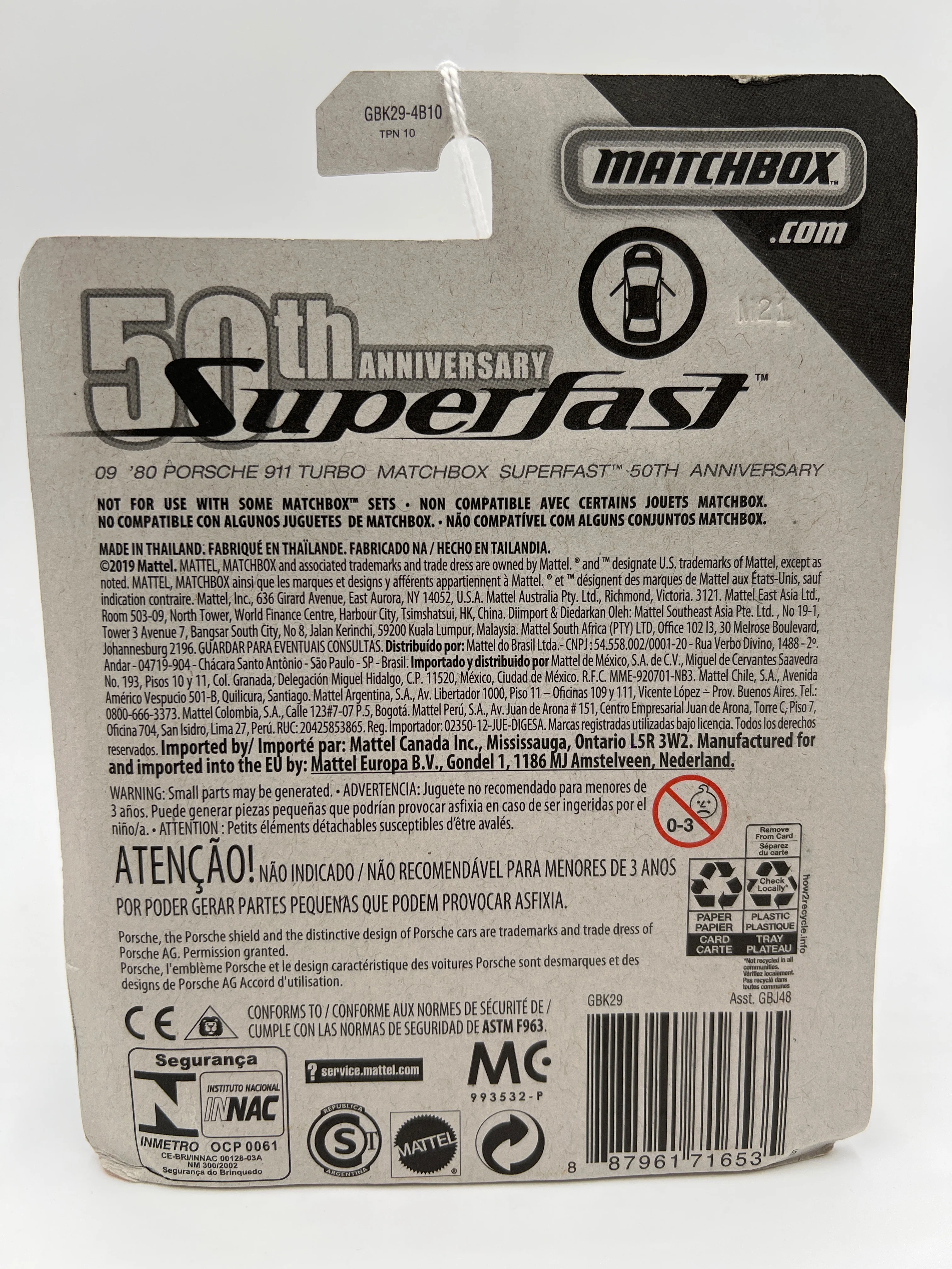 Matchbox 50th Anniversary Superfast #9 80 Porsche 911 Turbo Blue 172D - Image 6