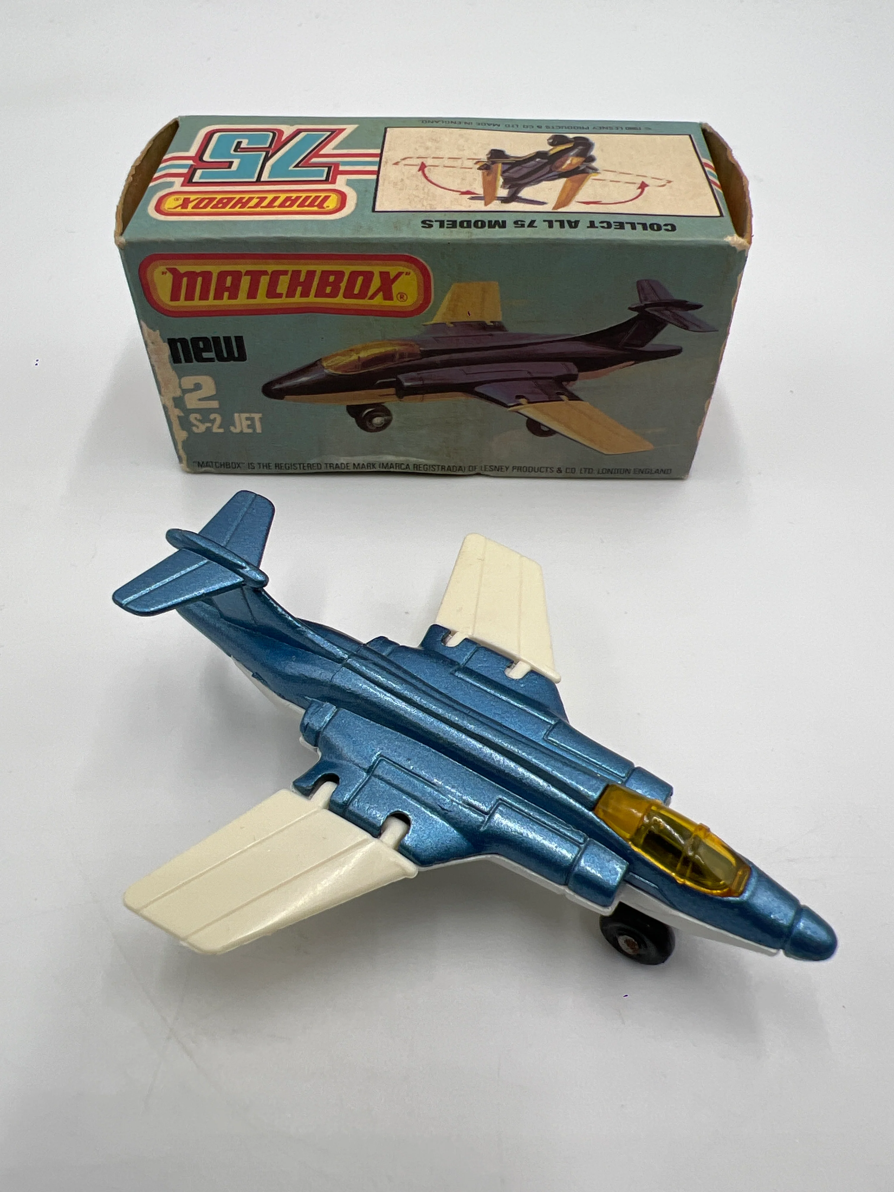Matchbox 75 #2 S-2 Jet W/Box Blue/White - Image 2