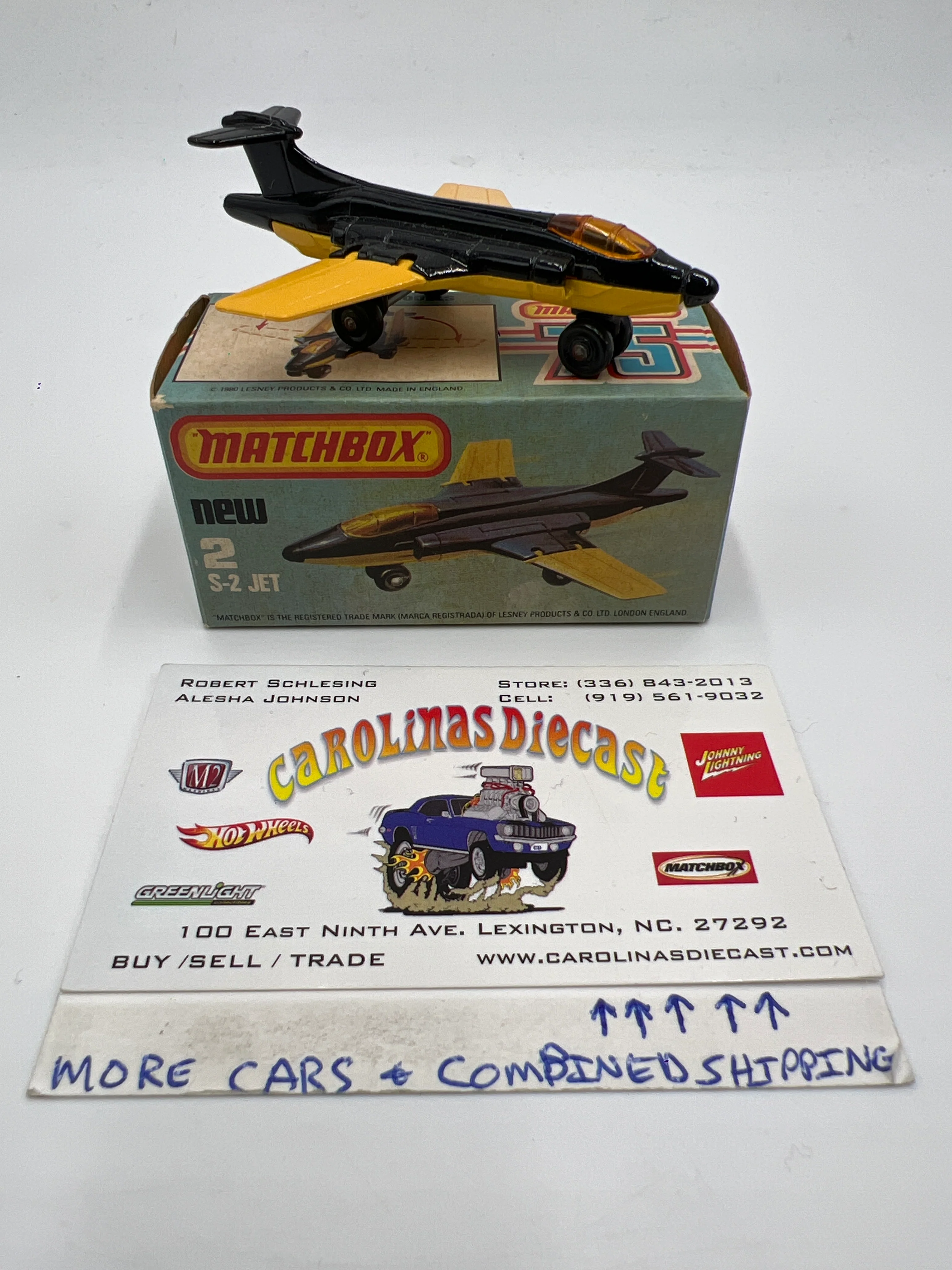 Matchbox 75 #2 S-2 Jet W/Box Black/Yellow
