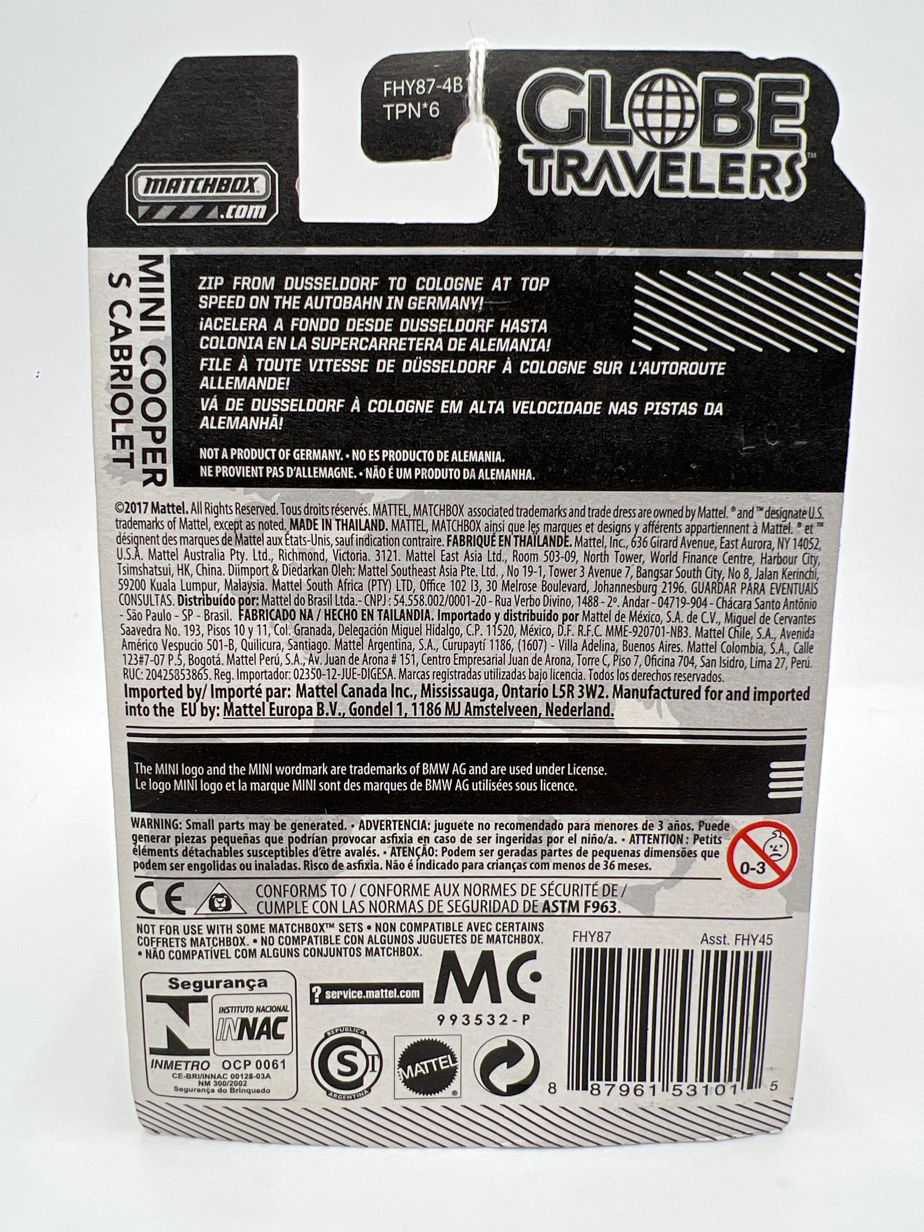 Matchbox 65th Anniversary Globe Travelers Mini Cooper S Cabrio Black 168N - Image 6