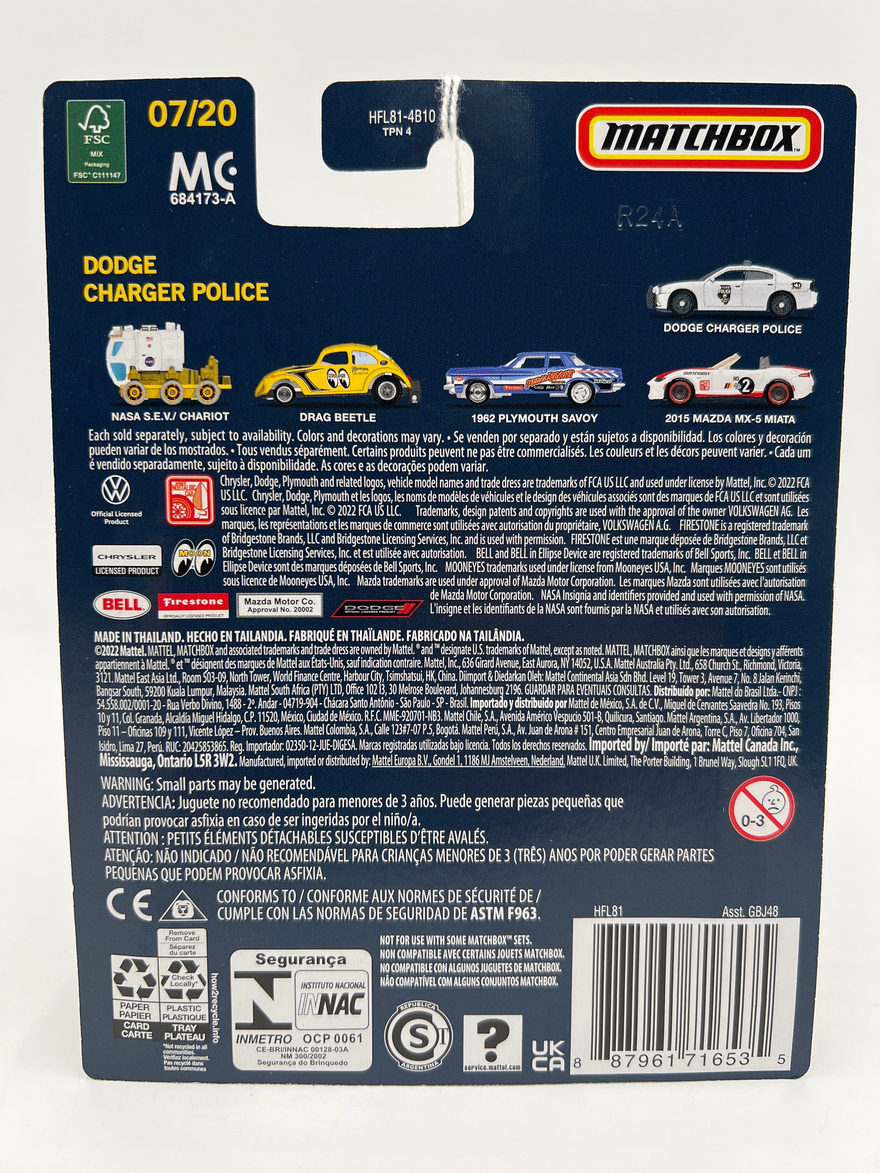 Matchbox Collectors #7 Dodge Charger Police White/Black 169E - Image 6
