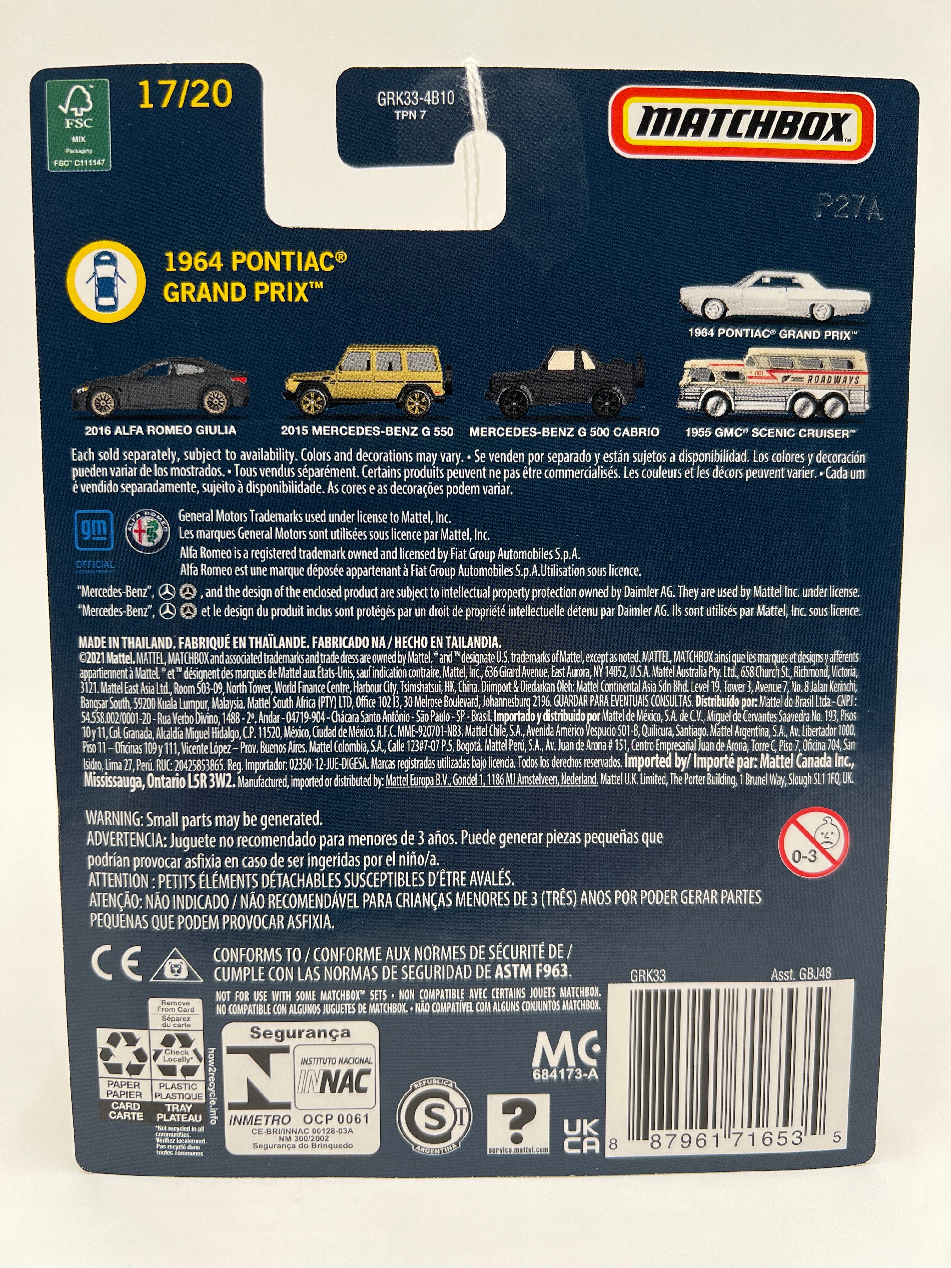Matchbox Collectors #17 1964 Pontiac Grand Prix White 169B - Image 6