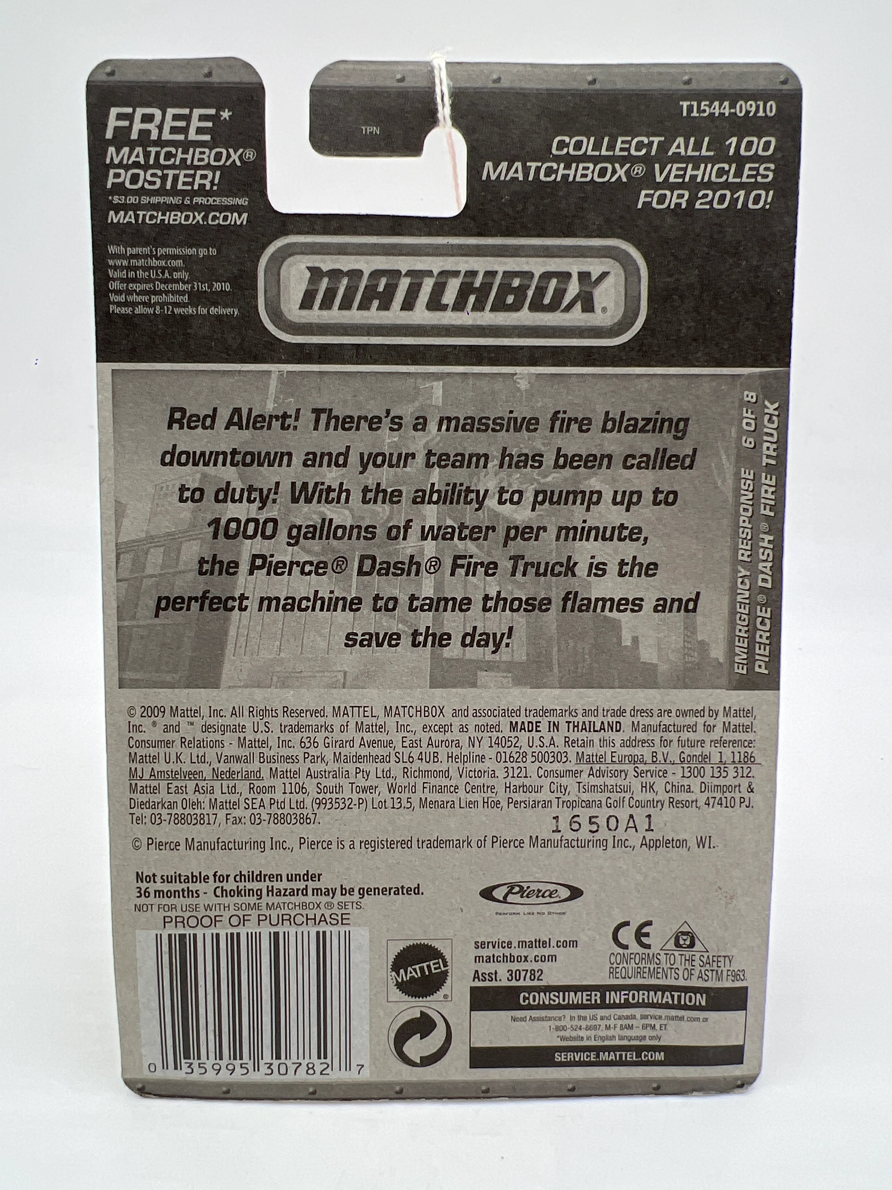 Matchbox Emergency Response #56 Pierce Dash Fire Truck Yellow 206B - Image 6