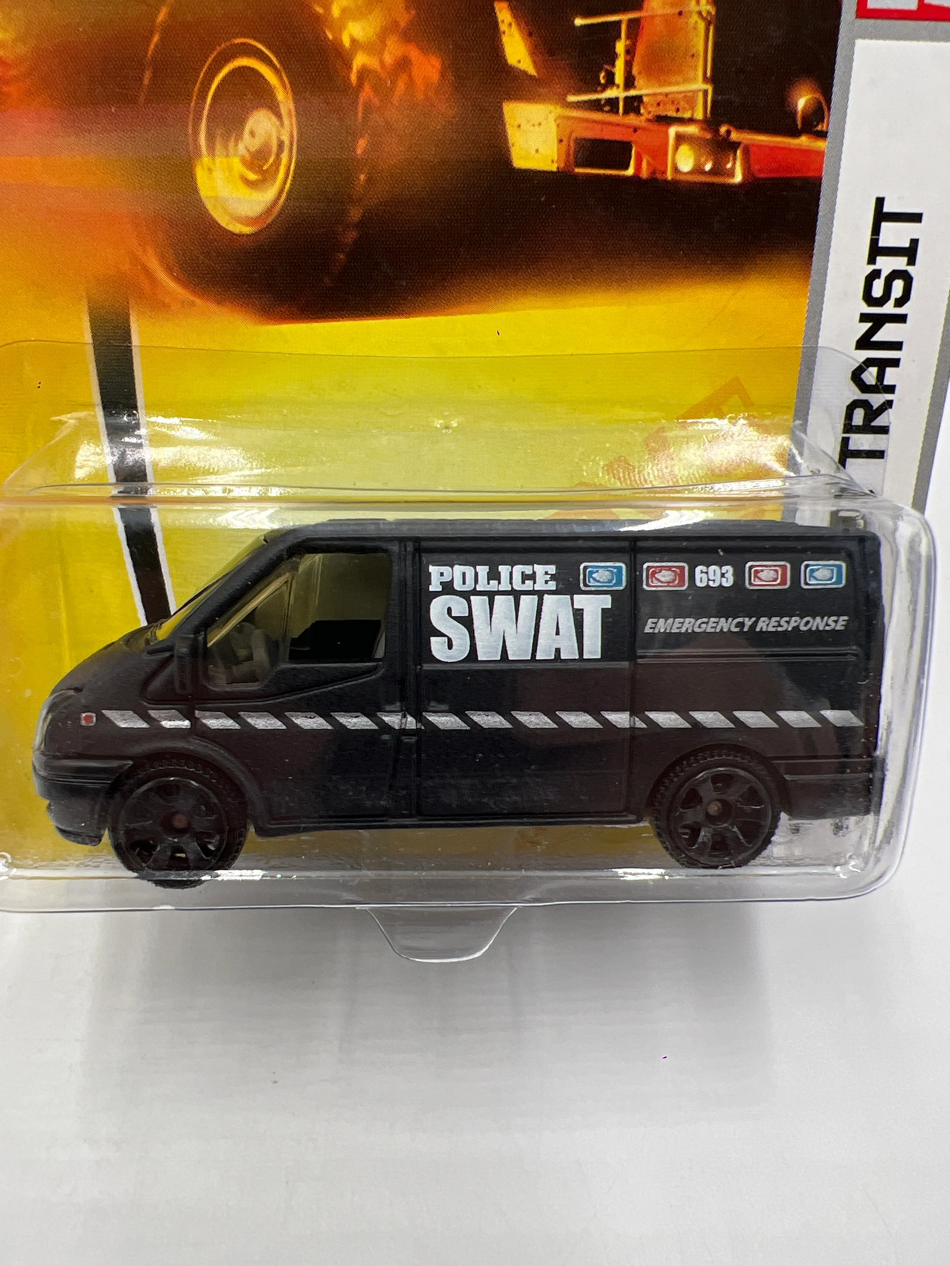 Matchbox Emergency #72 Ford Transit SWAT Black Blister Not Perfect - Image 3