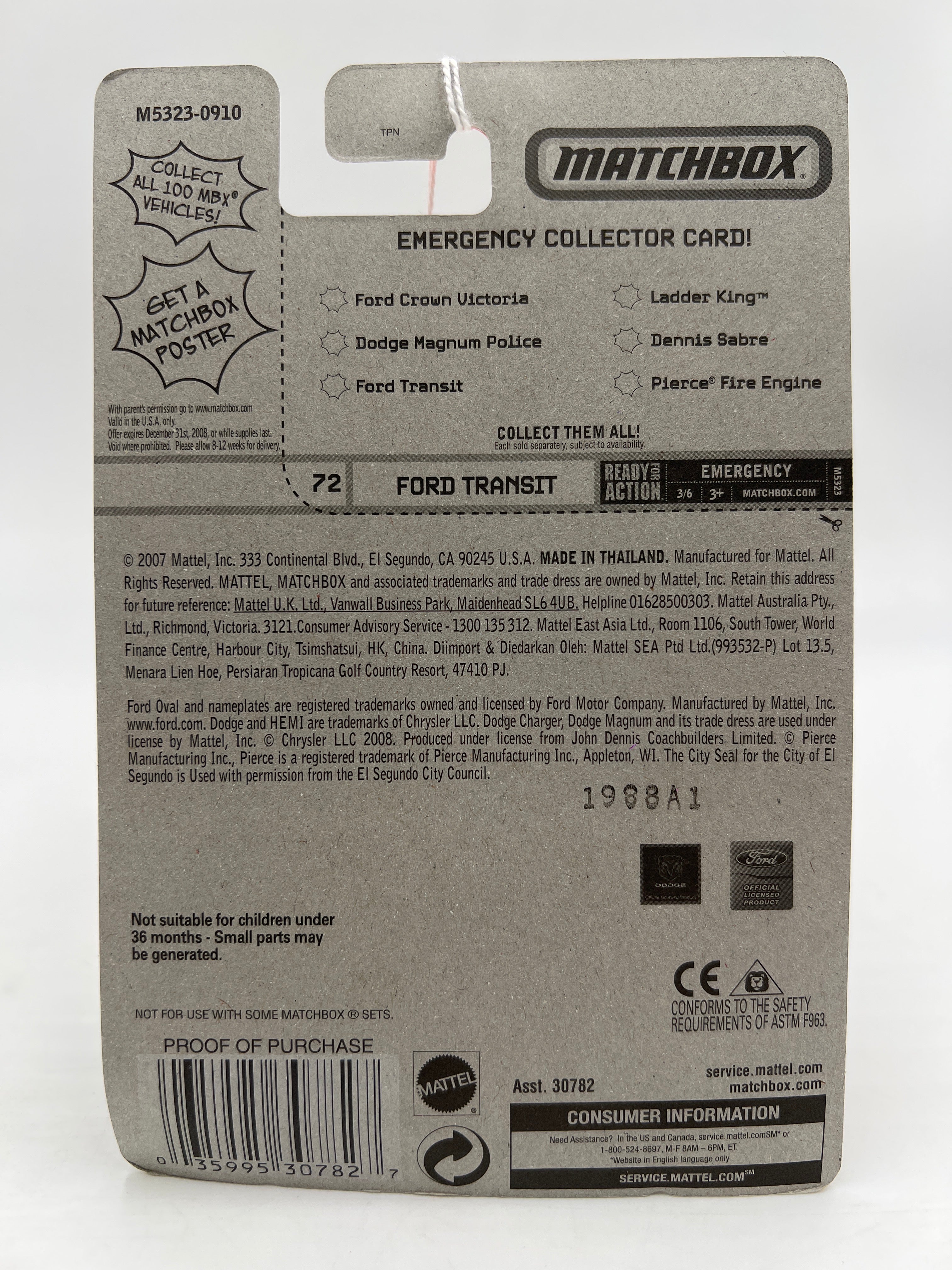 Matchbox Emergency #72 Ford Transit SWAT Black Blister Not Perfect - Image 7